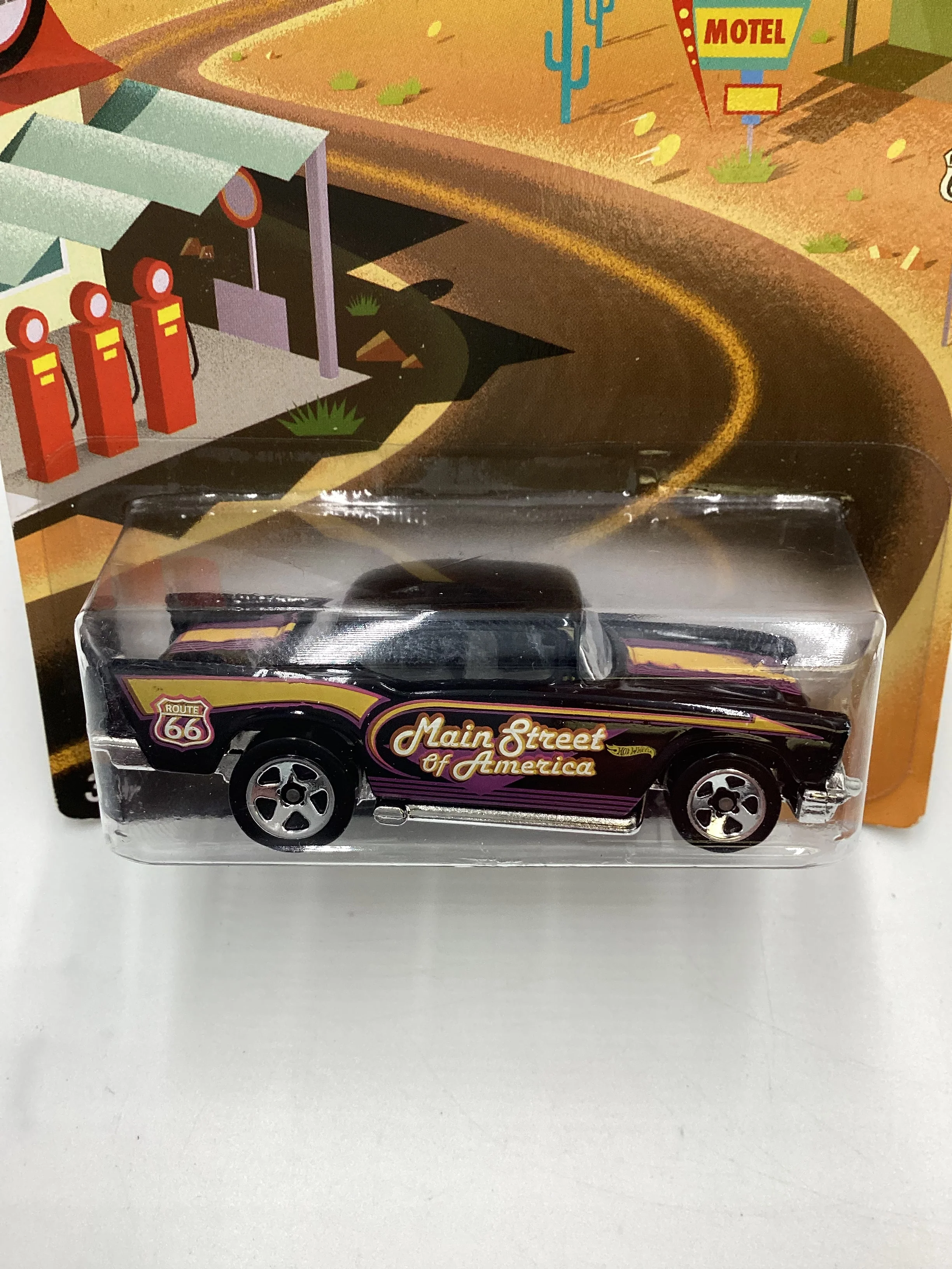 HW Road Trippin #9 57 Chevy Black 159D - Image 3