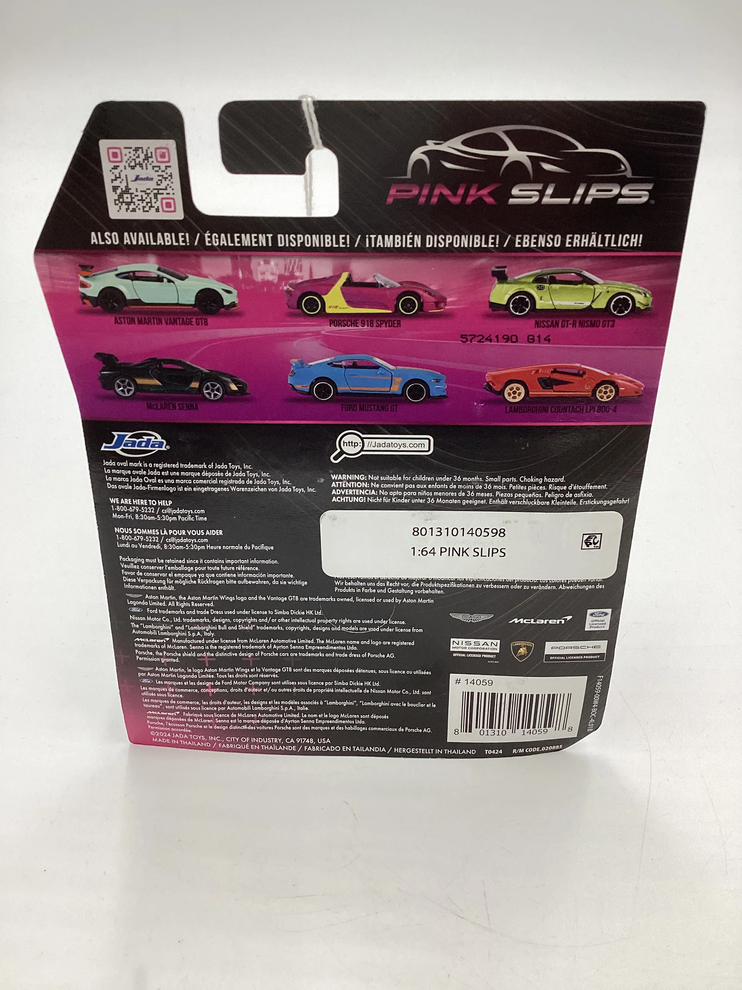 Jada Diecast Pink Slips W/Tin Porsche 918 Spyder Pink 110F - Image 7