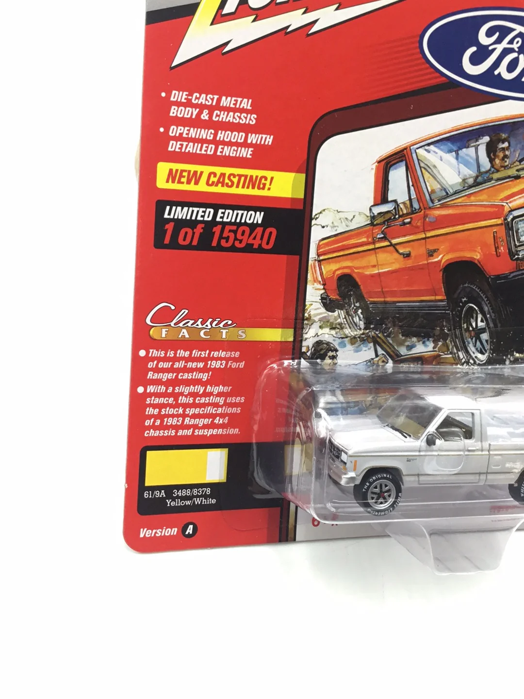 Johnny Lightning 1983 Ford Ranger XL White Lightning Chase version - Image 3