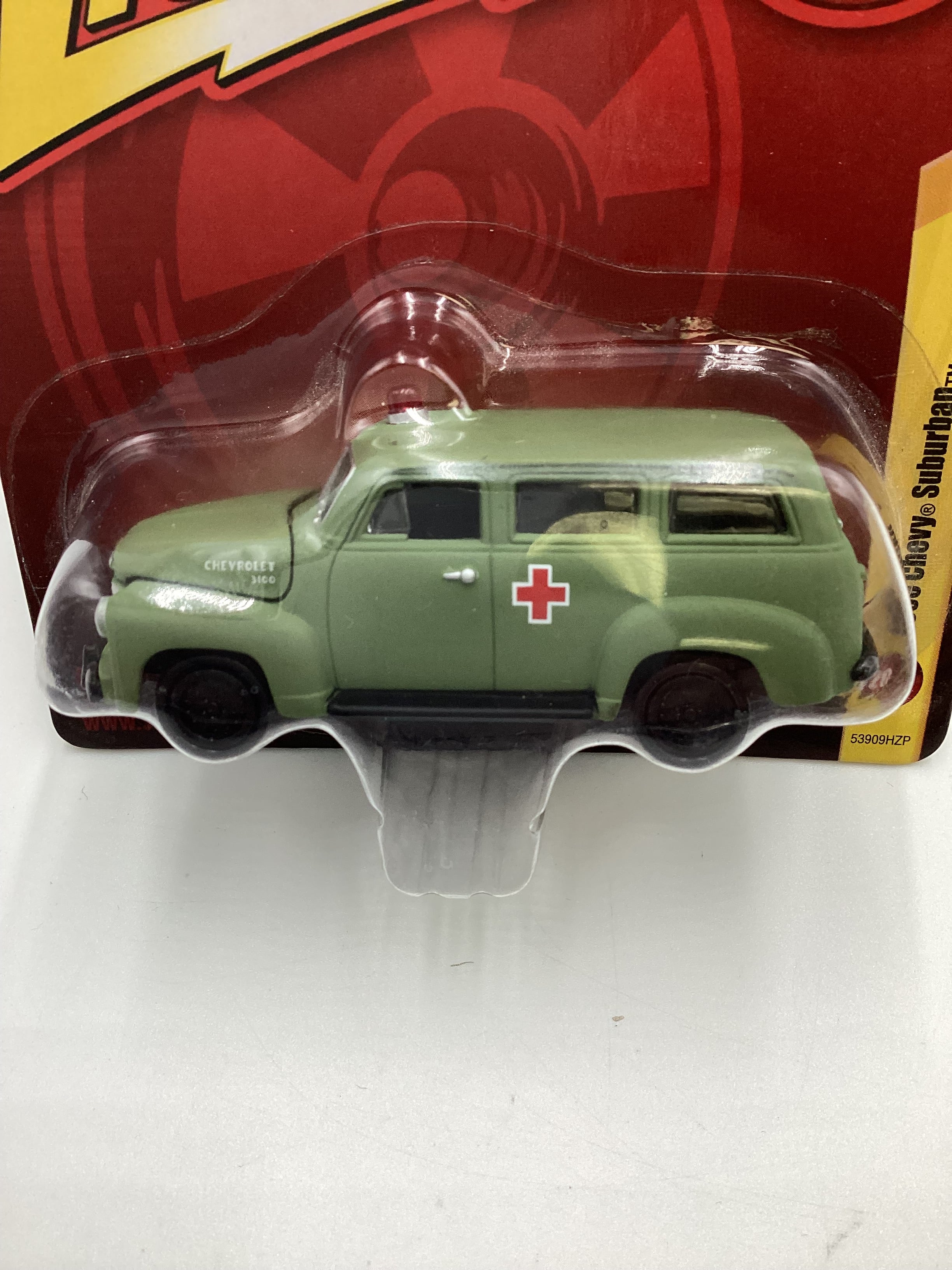 Johnny lightning Tomy #20 Chevy 1950 Chevy Suburban Army Green Vein Top Right 227H - Image 4