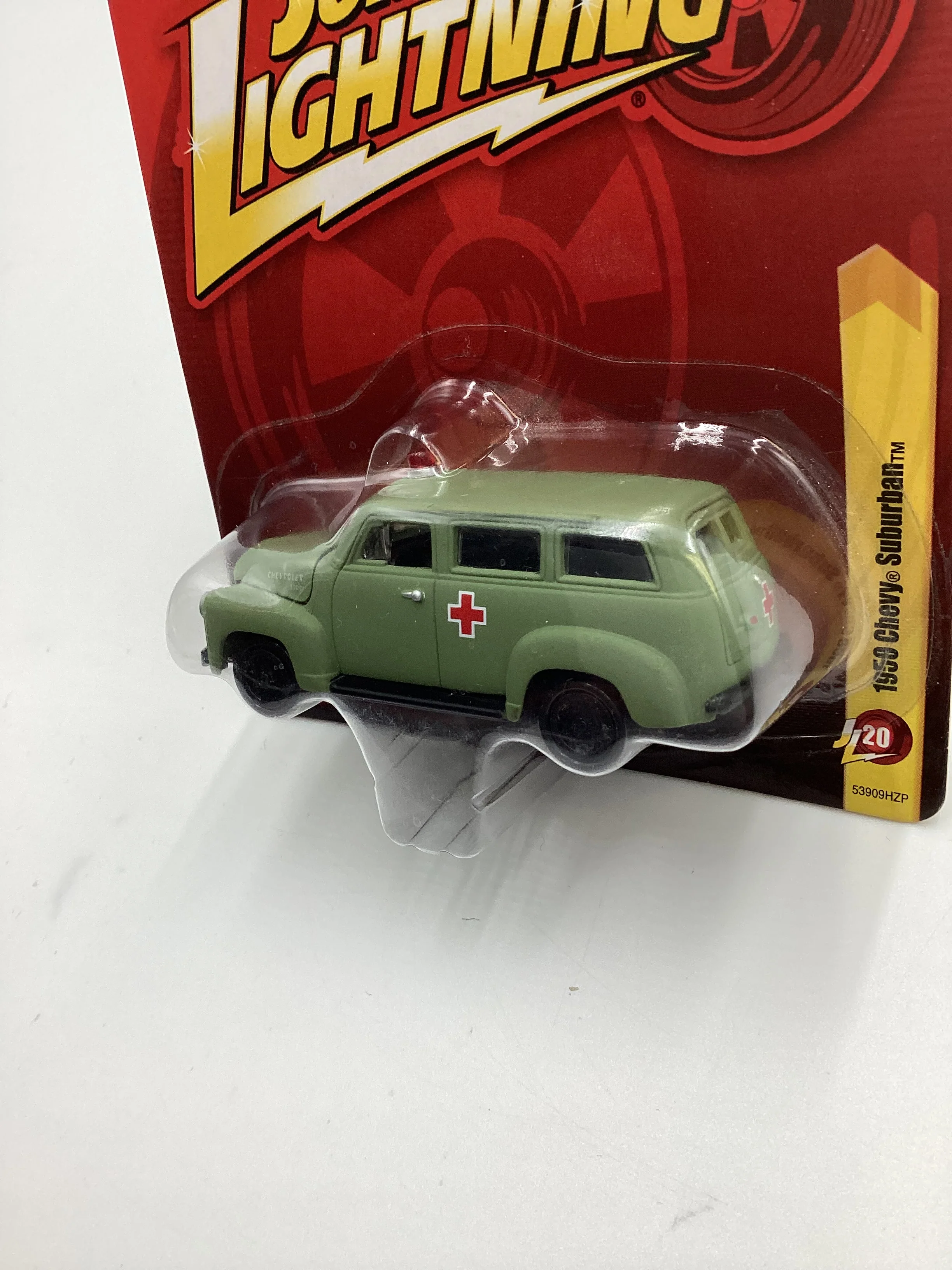 Johnny lightning Tomy #20 Chevy 1950 Chevy Suburban Army Green Vein Top Right 227H - Image 5