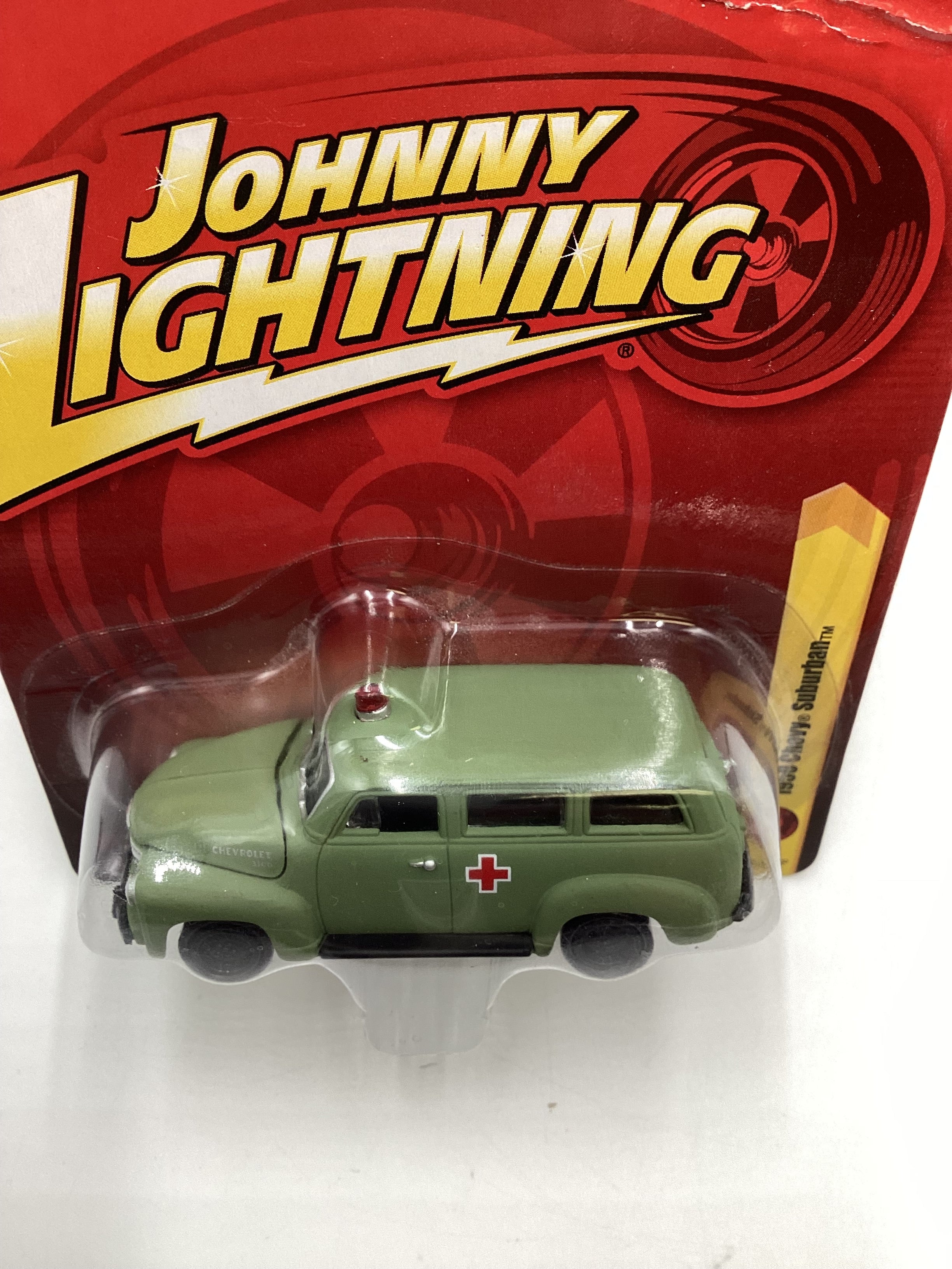 Johnny lightning Tomy #20 Chevy 1950 Chevy Suburban Army Green Vein Top Right 227H - Image 7