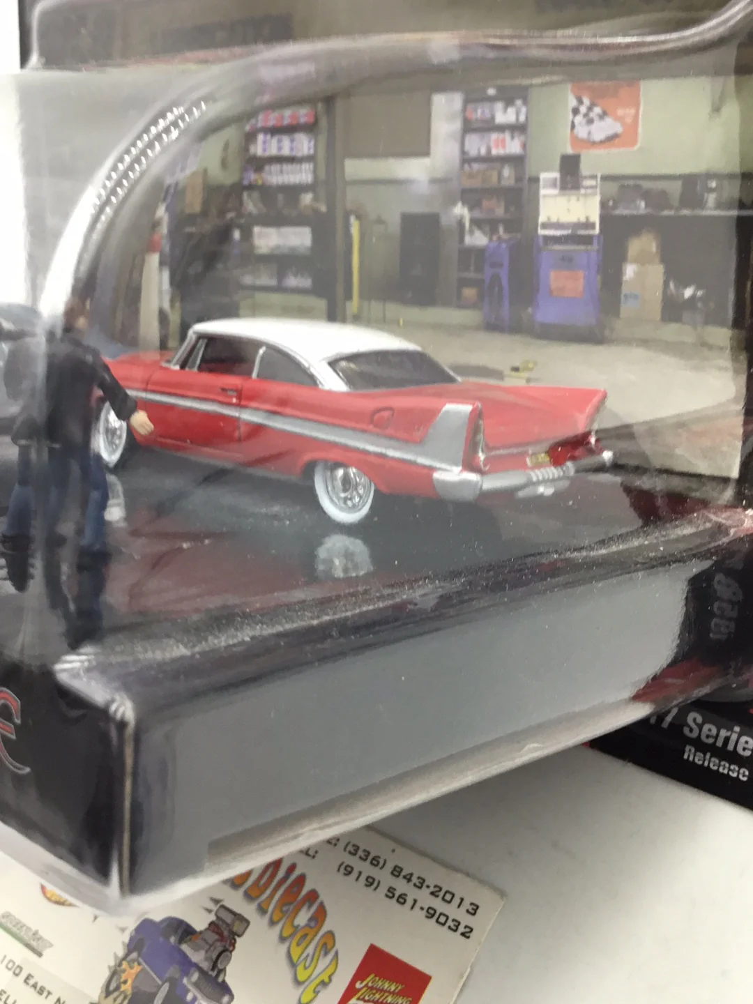 Johnny Lightning Christine Diorama Repperton’s Reckoning 1958 Plymouth Fury + 1967 Chevy Camaro Silver Screen Machines Rare HTF - Image 3
