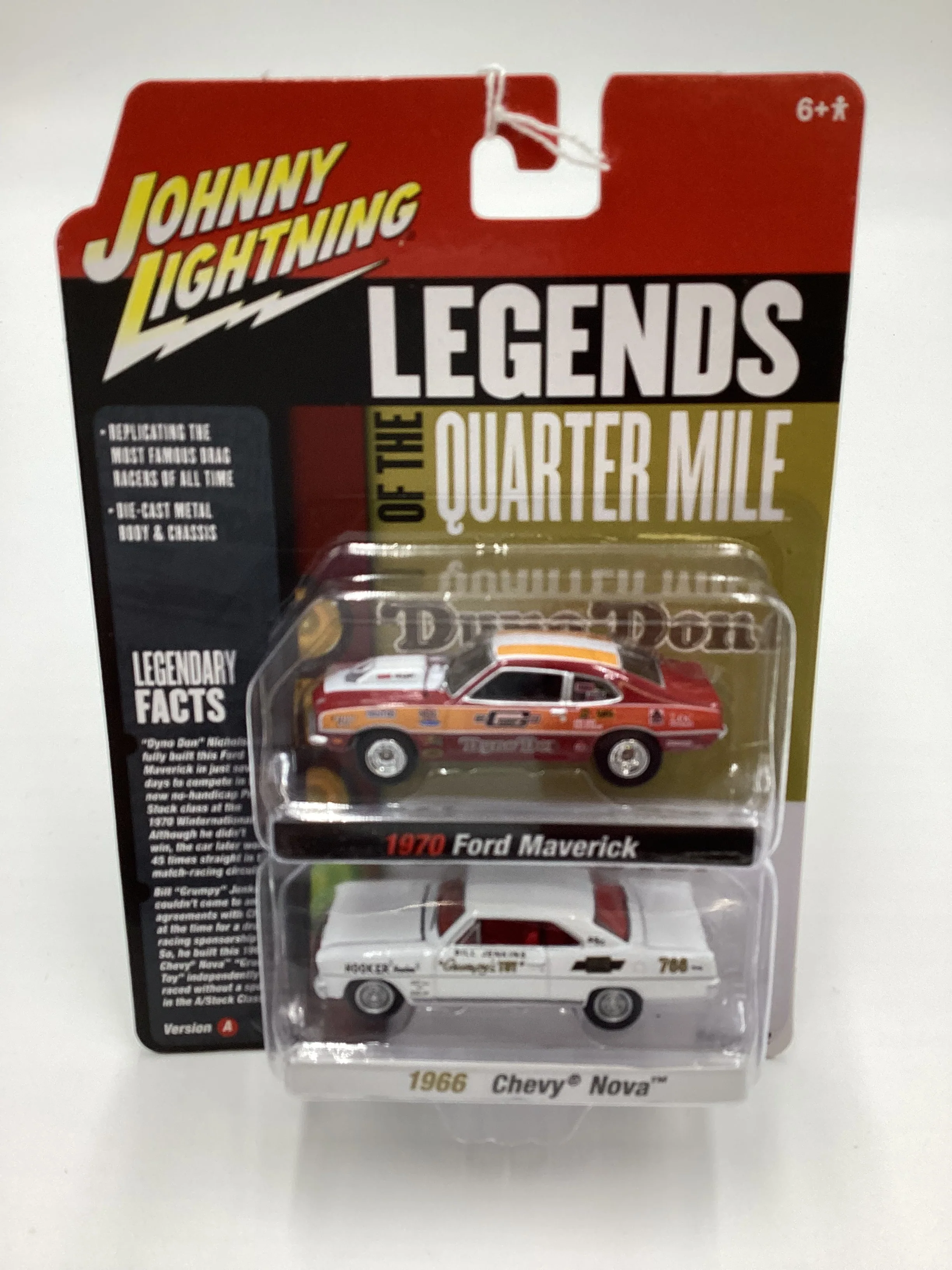 Johnny Lightning Legends of the Quarter Mile Release 2 Version A 1970 Ford Maverick Dino Don 1966 Chevy Nova Grumpys Toy 231B - Image 2