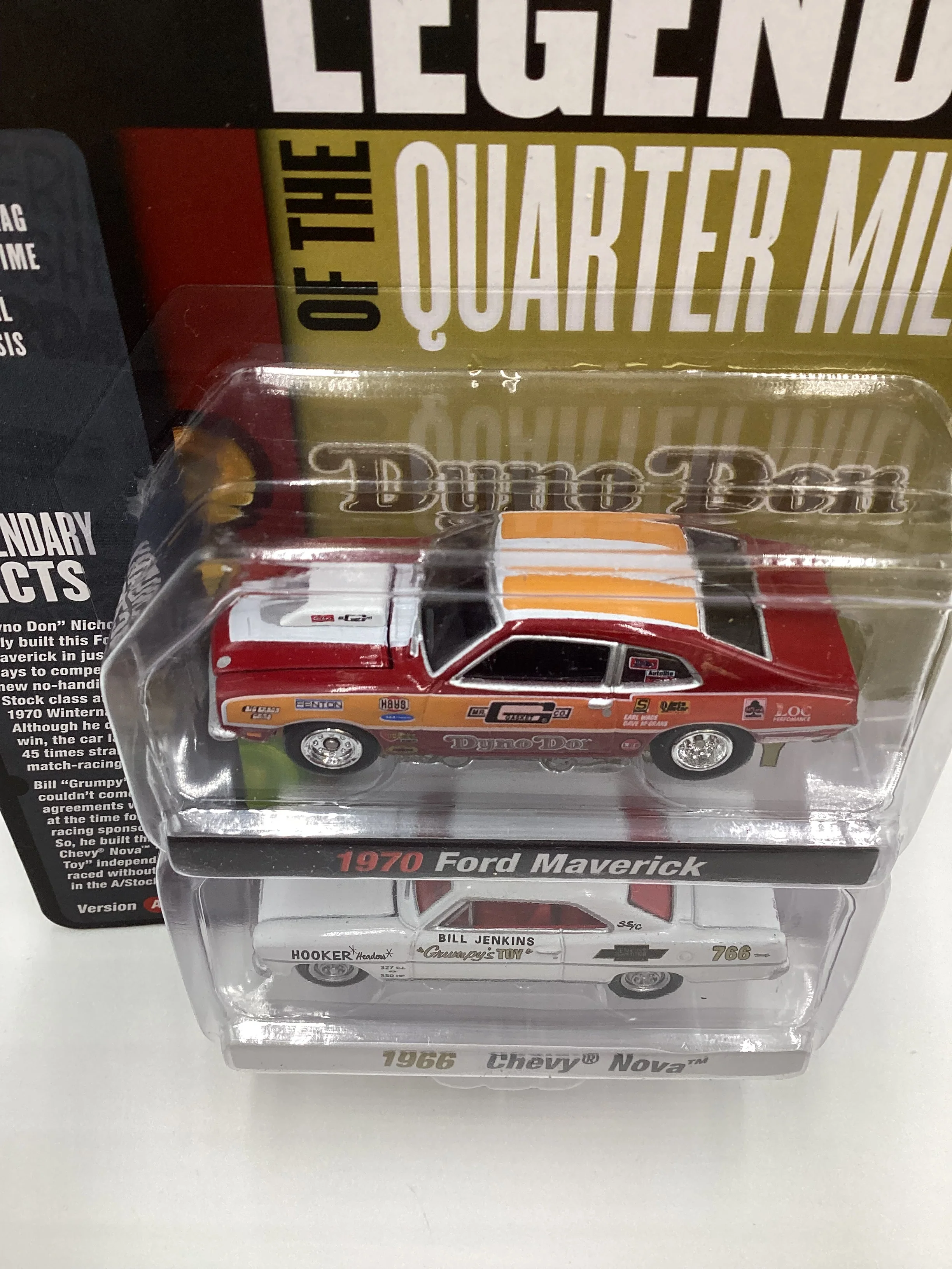 Johnny Lightning Legends of the Quarter Mile Release 2 Version A 1970 Ford Maverick Dino Don 1966 Chevy Nova Grumpys Toy 231B - Image 7