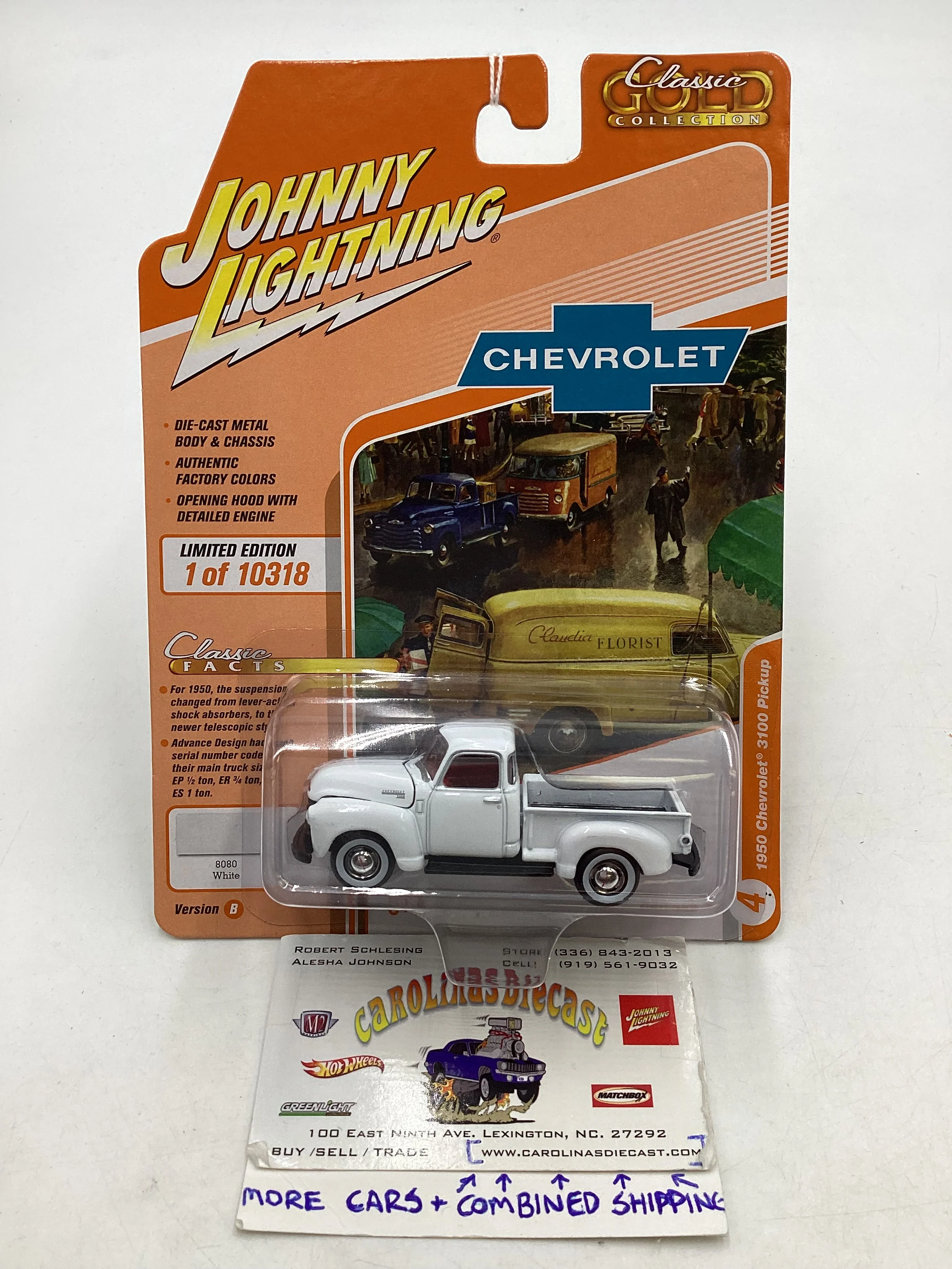 Johnny Lightning Classic Gold Collection Chevrolet White 1950 Chevy 3100 Pickup 227F