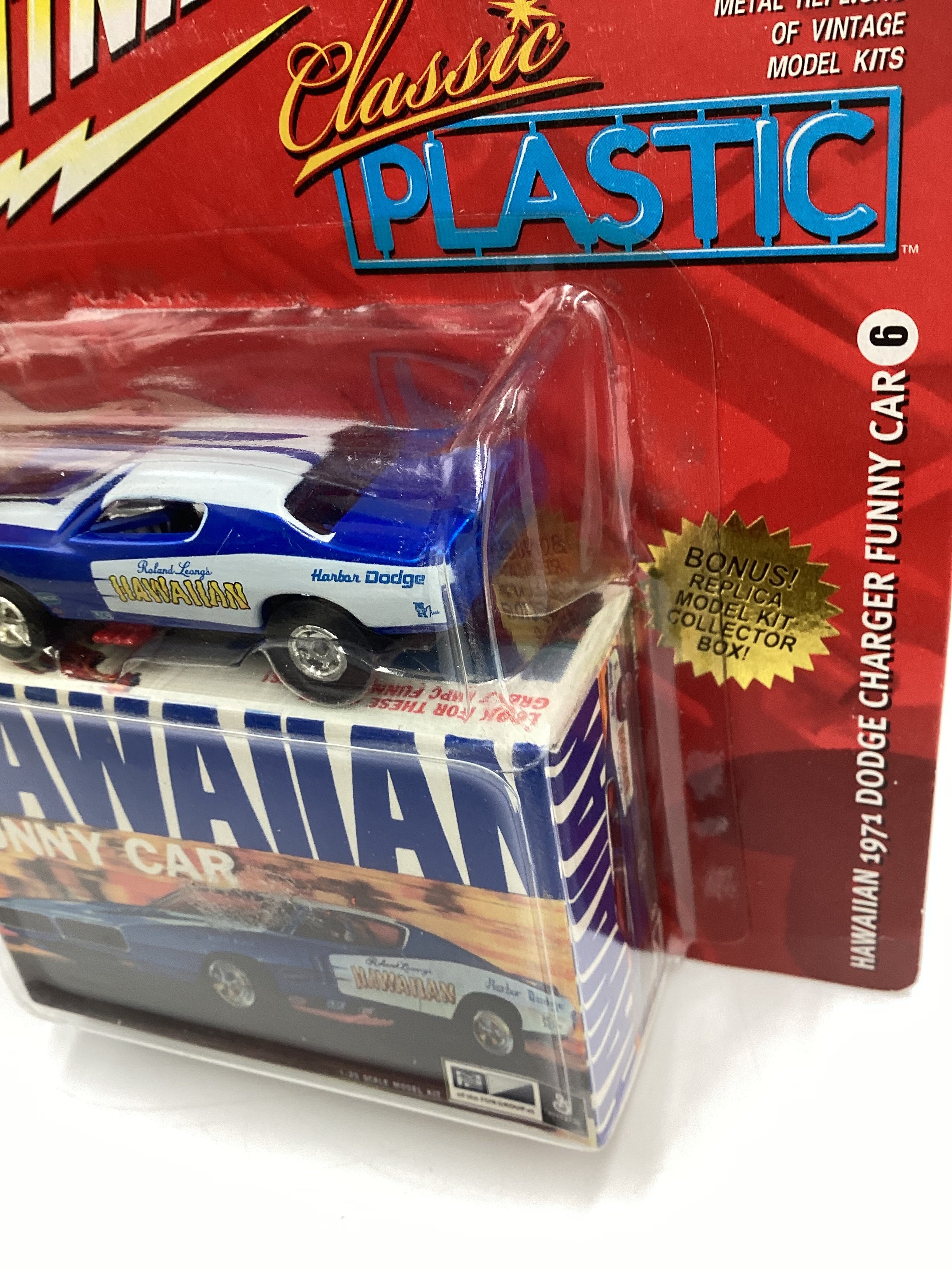 Johnny Lightning Classic Plastic #6 Dodge Charger Funny Car Blue 231D - Image 4