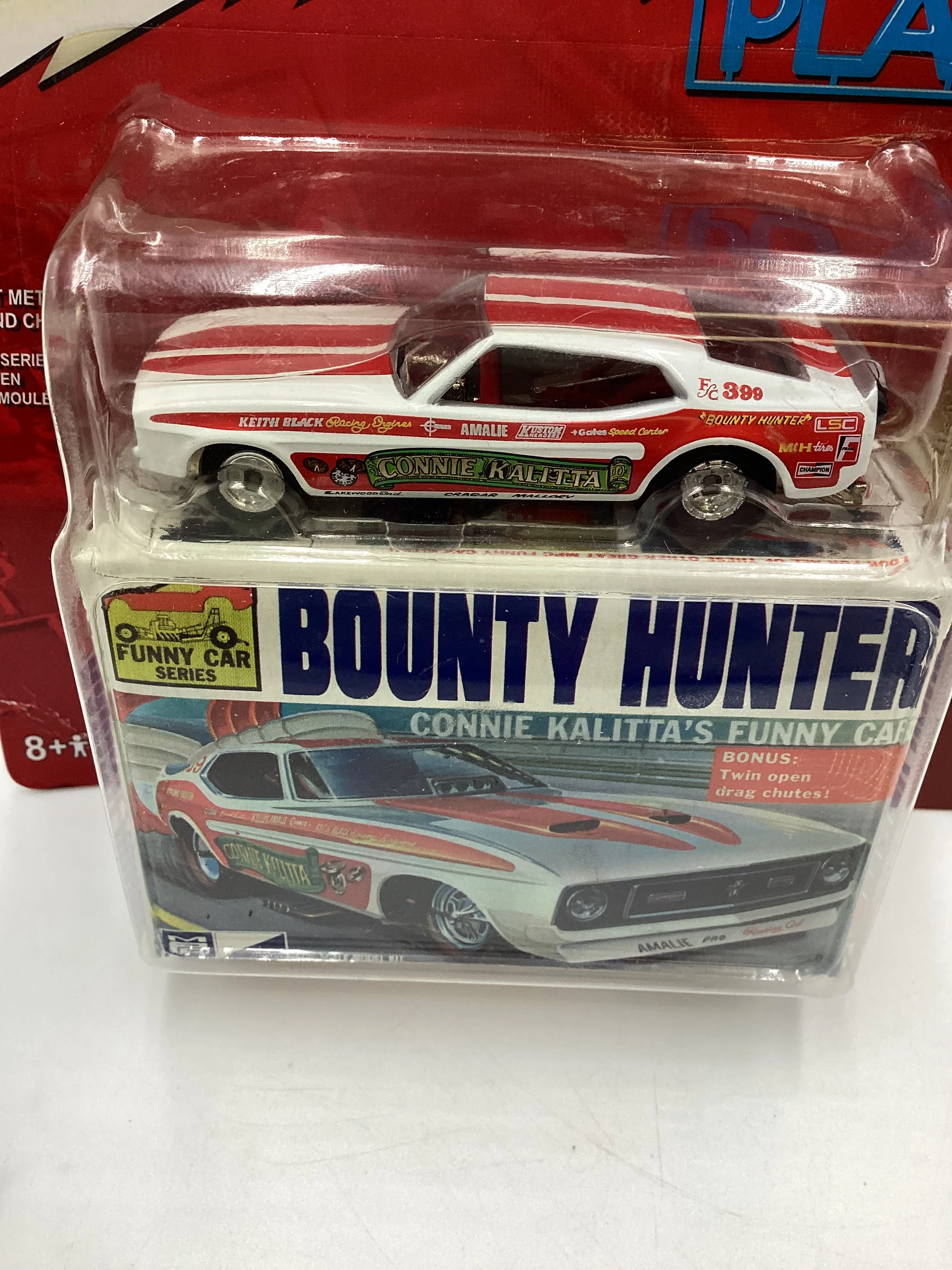 Johnny lightning Classic Plastic #9 Bounty Hunter Kalittas 73 Mustang Funny Car White 231D - Image 3