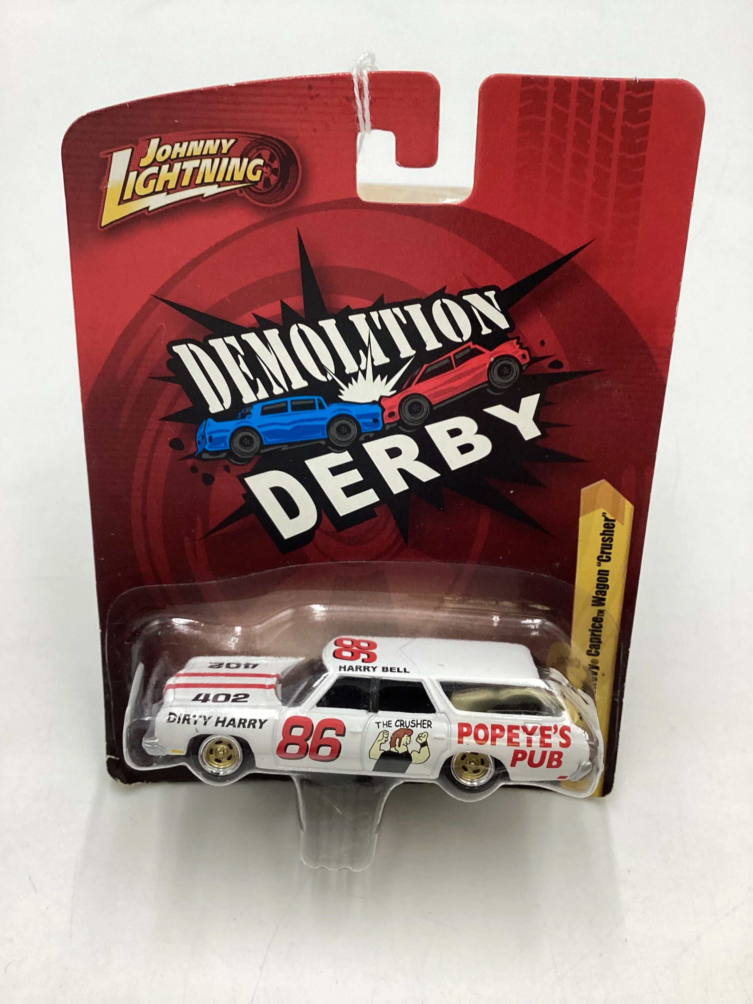 Johnny Lightning Demolition Derby #15 1973 Chevy Caprice Wagon Crusher White - Image 2