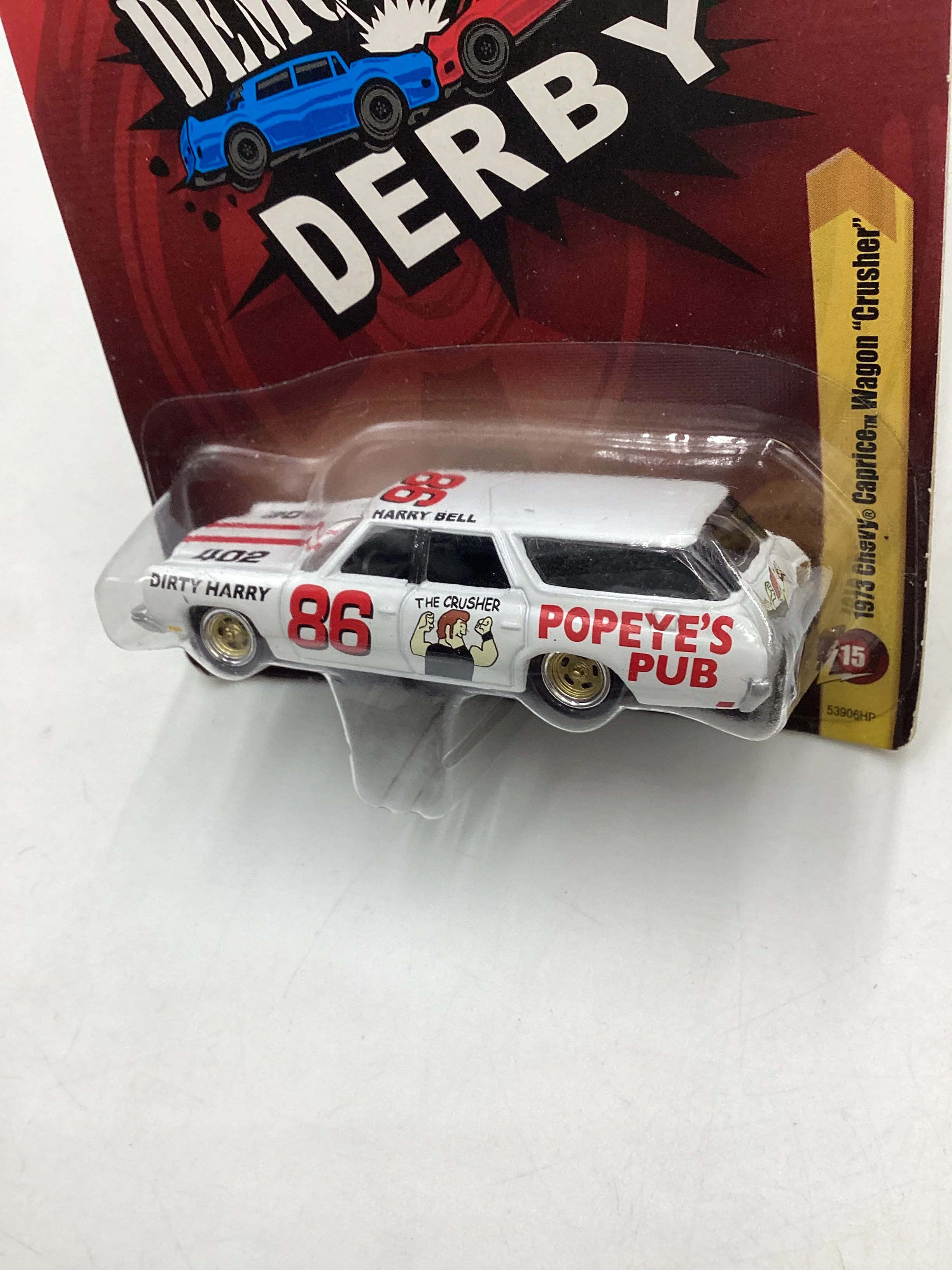 Johnny Lightning Demolition Derby #15 1973 Chevy Caprice Wagon Crusher White - Image 4