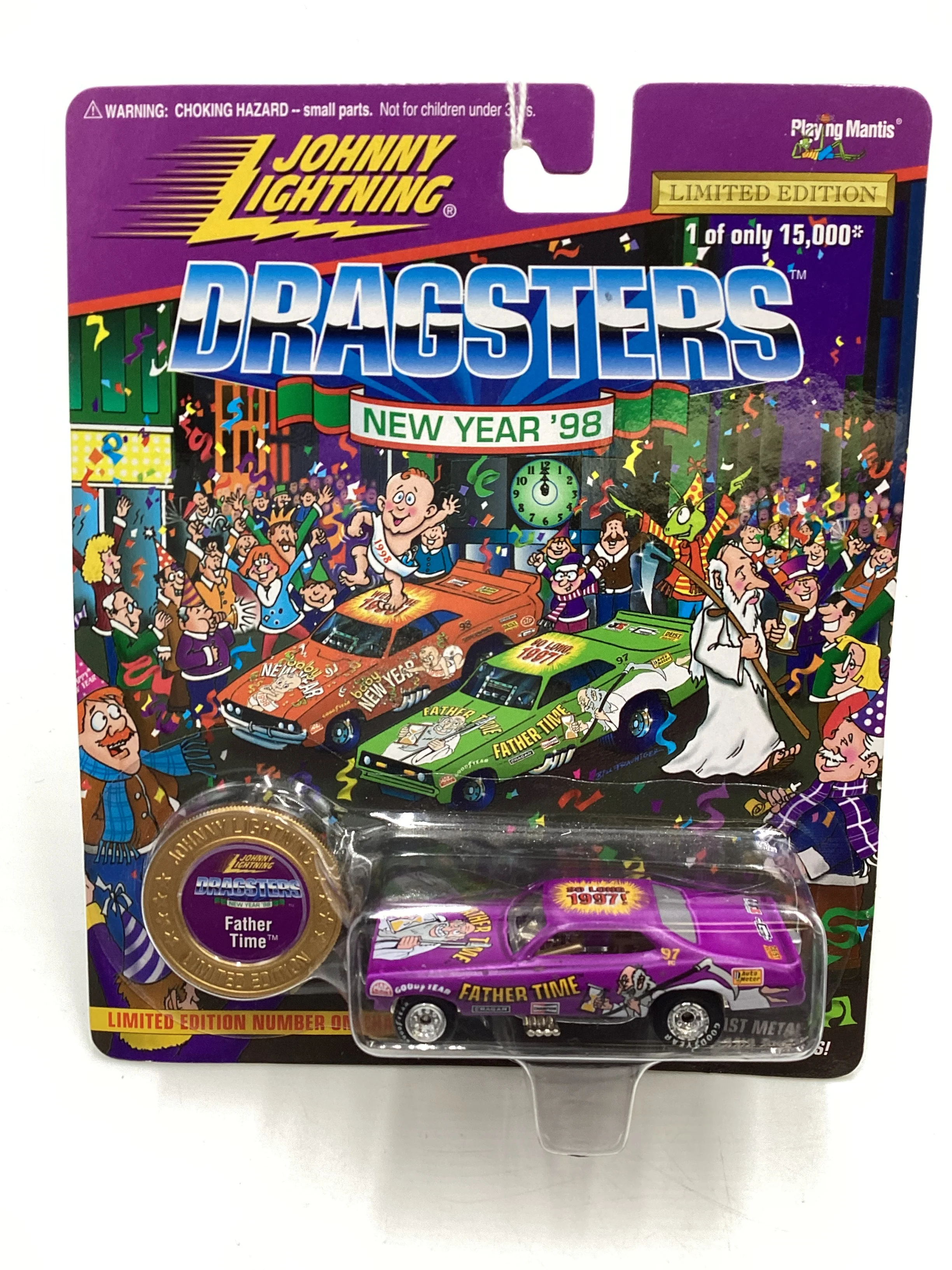 Johnny Lightning Dragsters New Year 98 #9918/15000 Father Time Purple 186C - Image 2