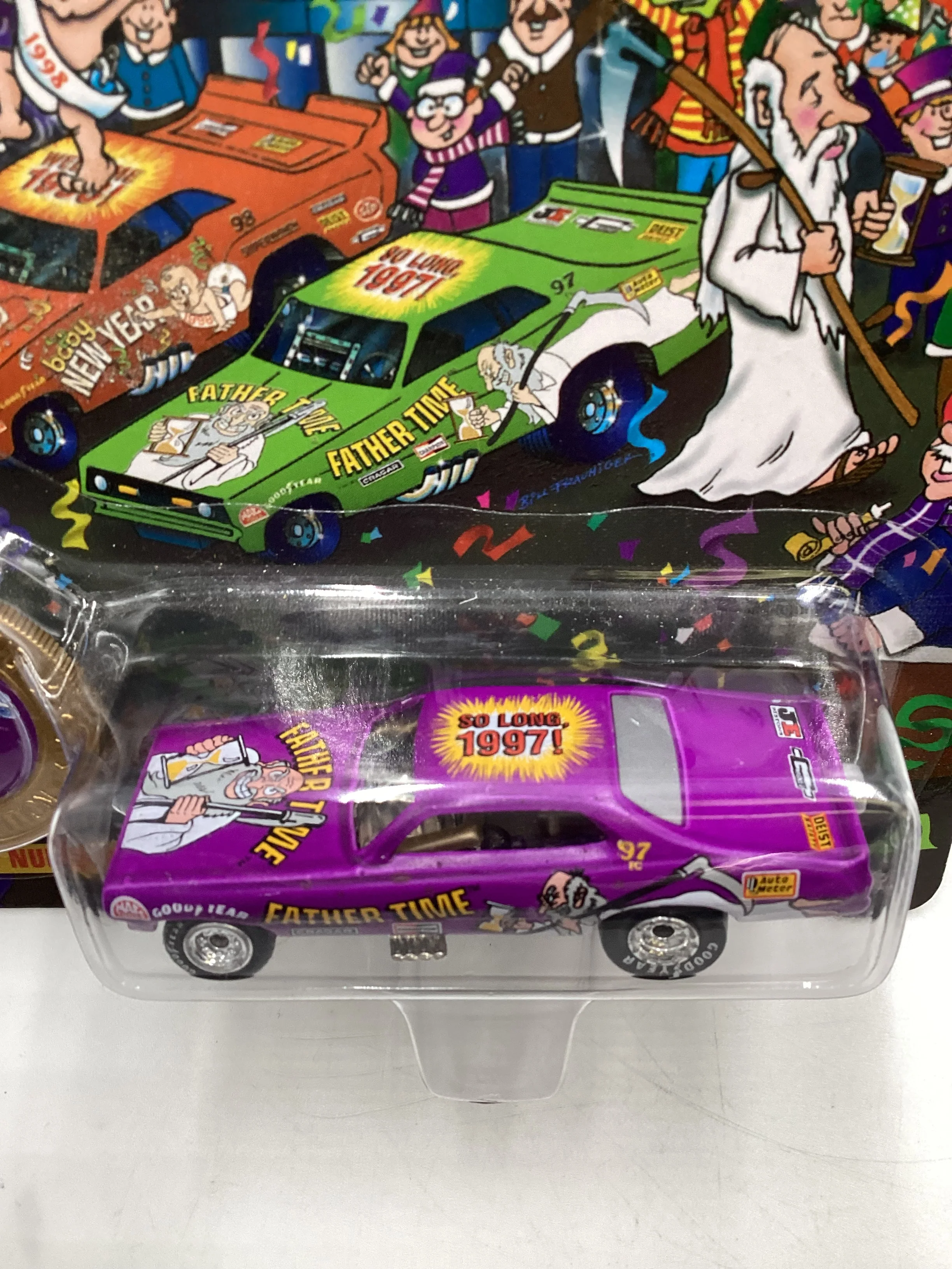 Johnny Lightning Dragsters New Year 98 #9918/15000 Father Time Purple 186C - Image 6