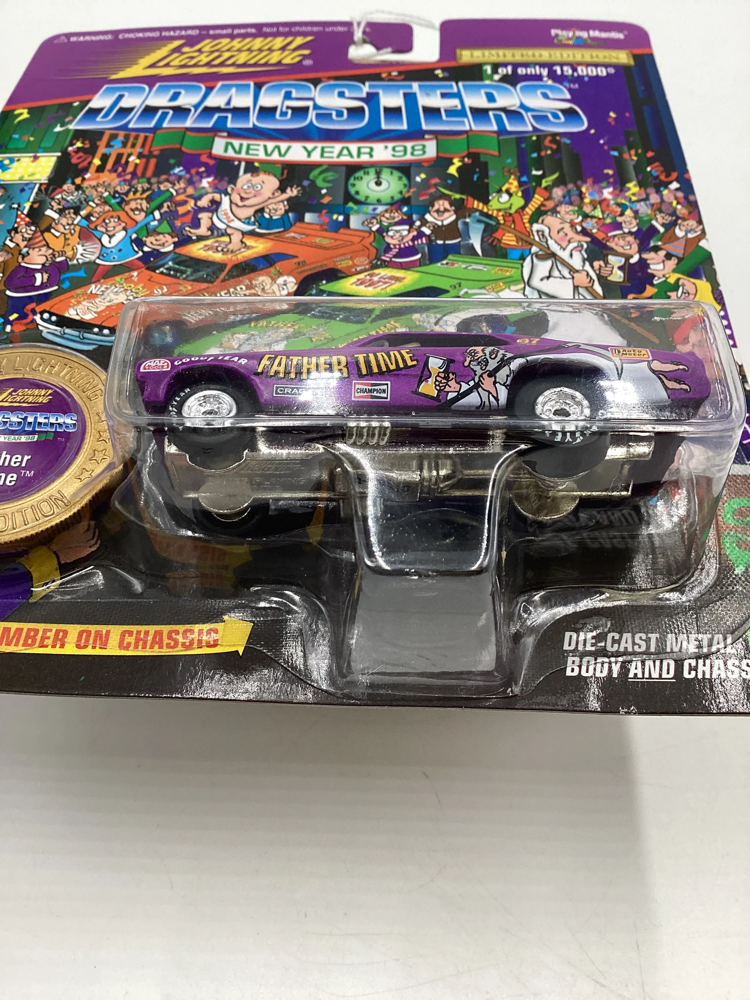 Johnny Lightning Dragsters New Year 98 #9918/15000 Father Time Purple 186C - Image 7