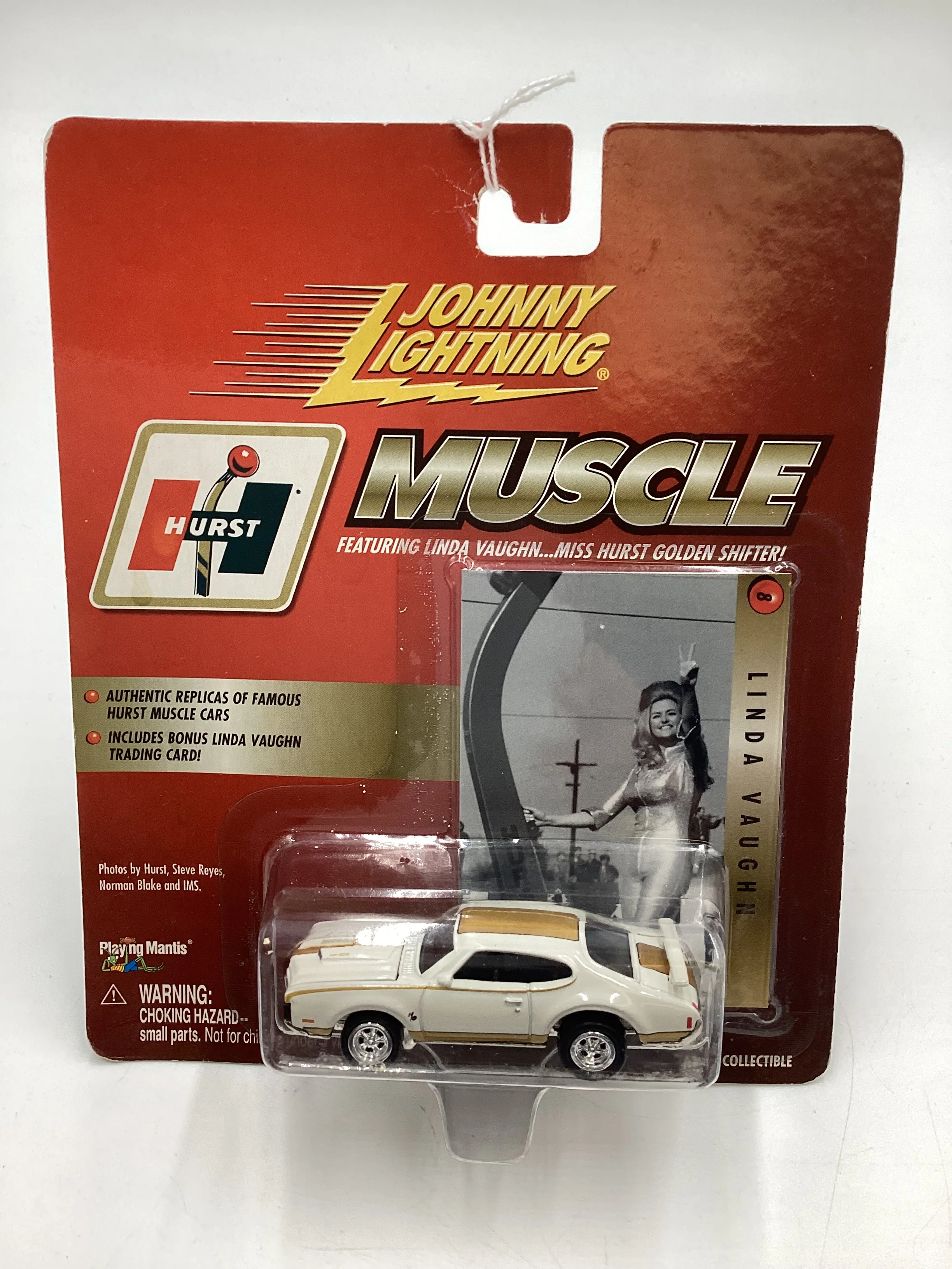 Johnny Lightning Hurst Muscle Linda Vaughn #8 1969 Olds 442 White 185D - Image 2