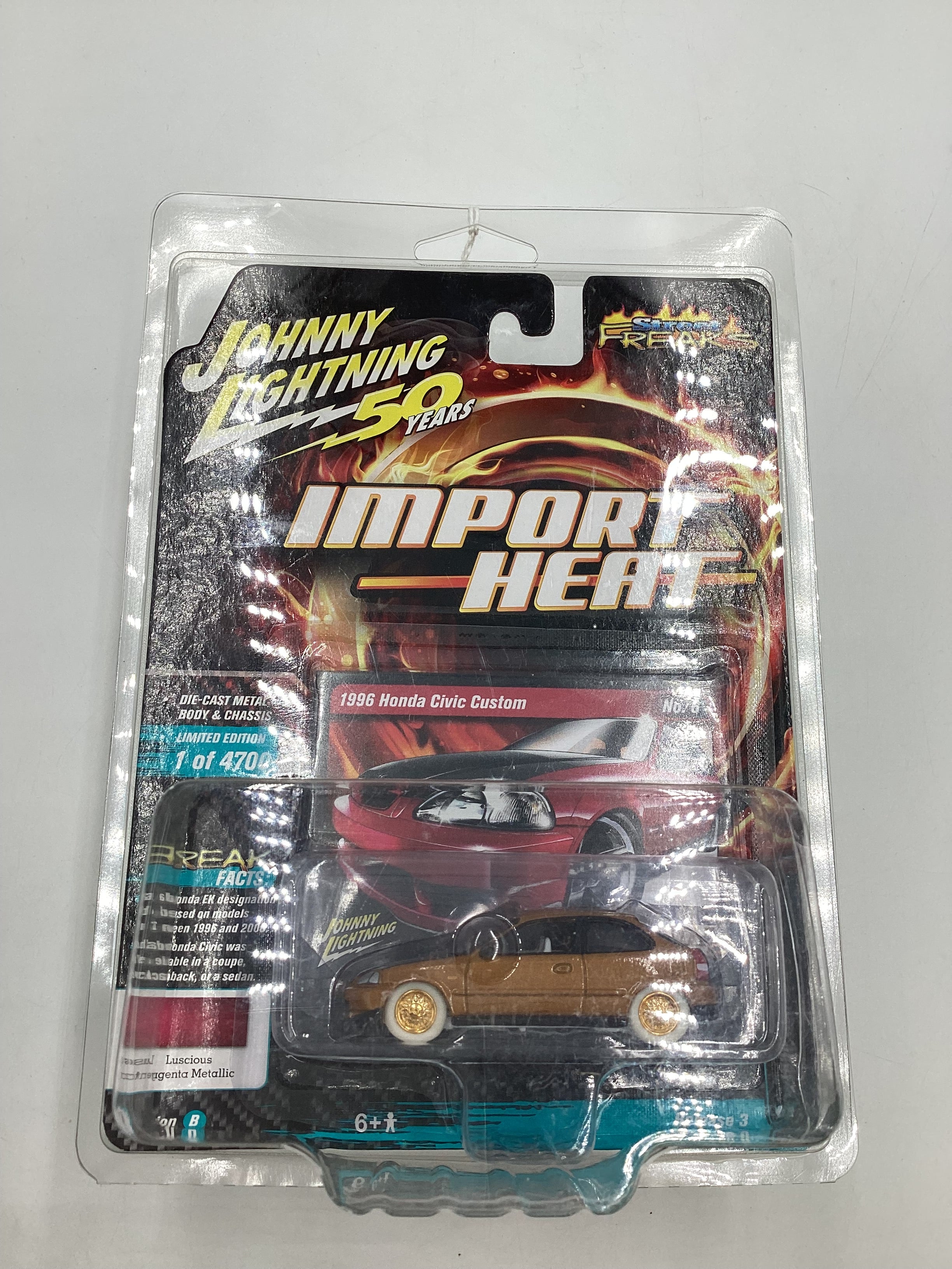 Johnny Lightning Import Heat 1996 Honda Civic Custom white lightning CHASE W/protector - Image 9