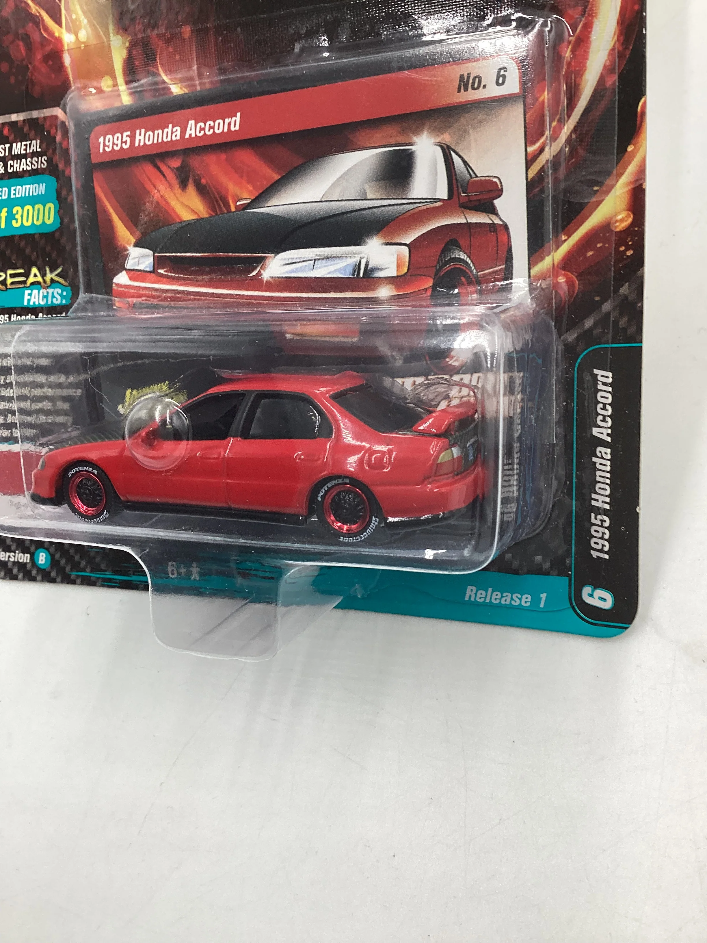 Johnny lightning Import heat #6 1995 Honda Accord Red - Image 4