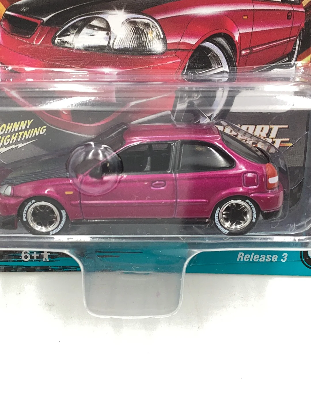 Johnny Lightning Import Heat #6 1996 Honda Civic purple 211E - Image 2