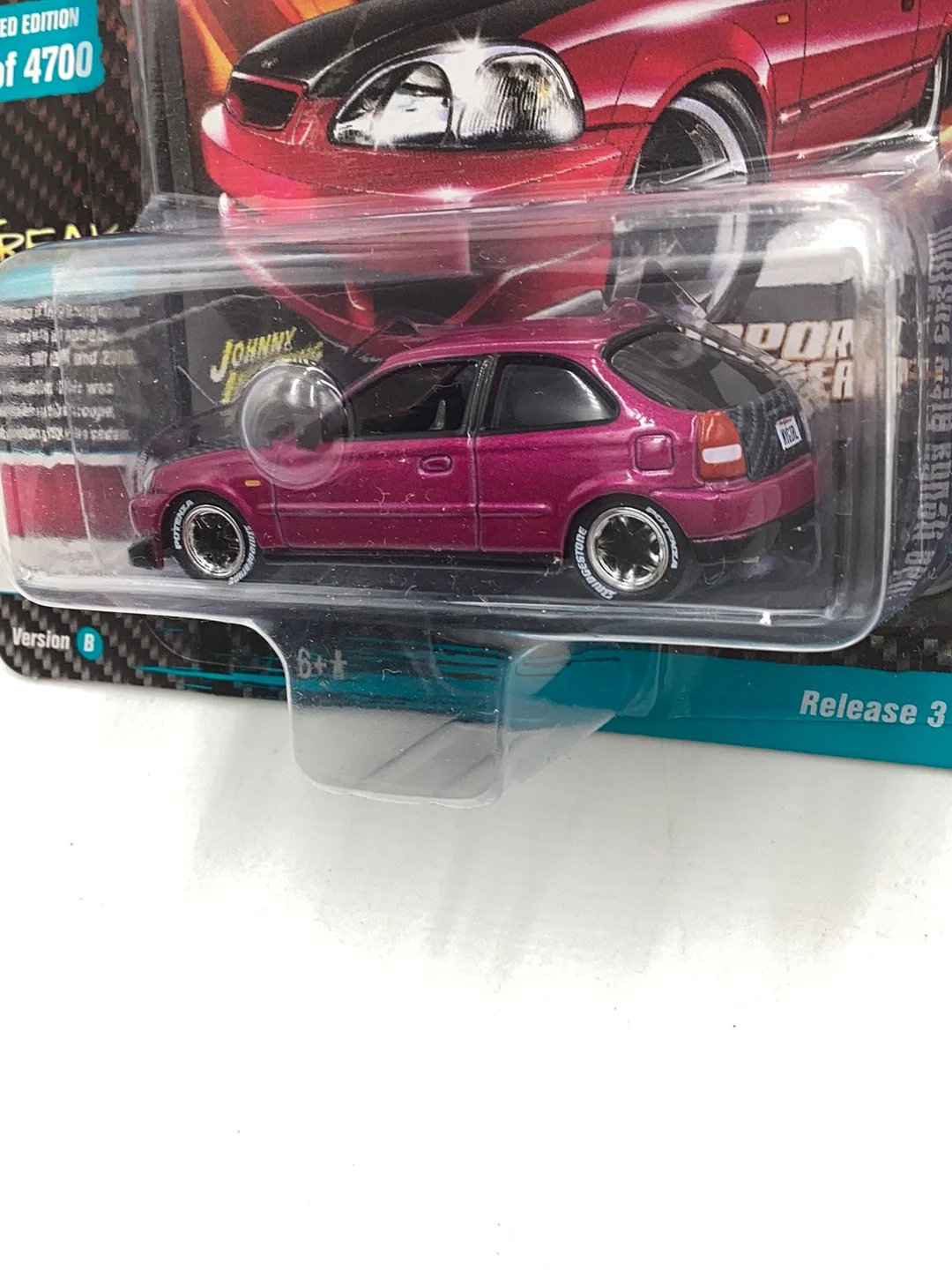 Johnny Lightning Import Heat #6 1996 Honda Civic purple 211E - Image 4