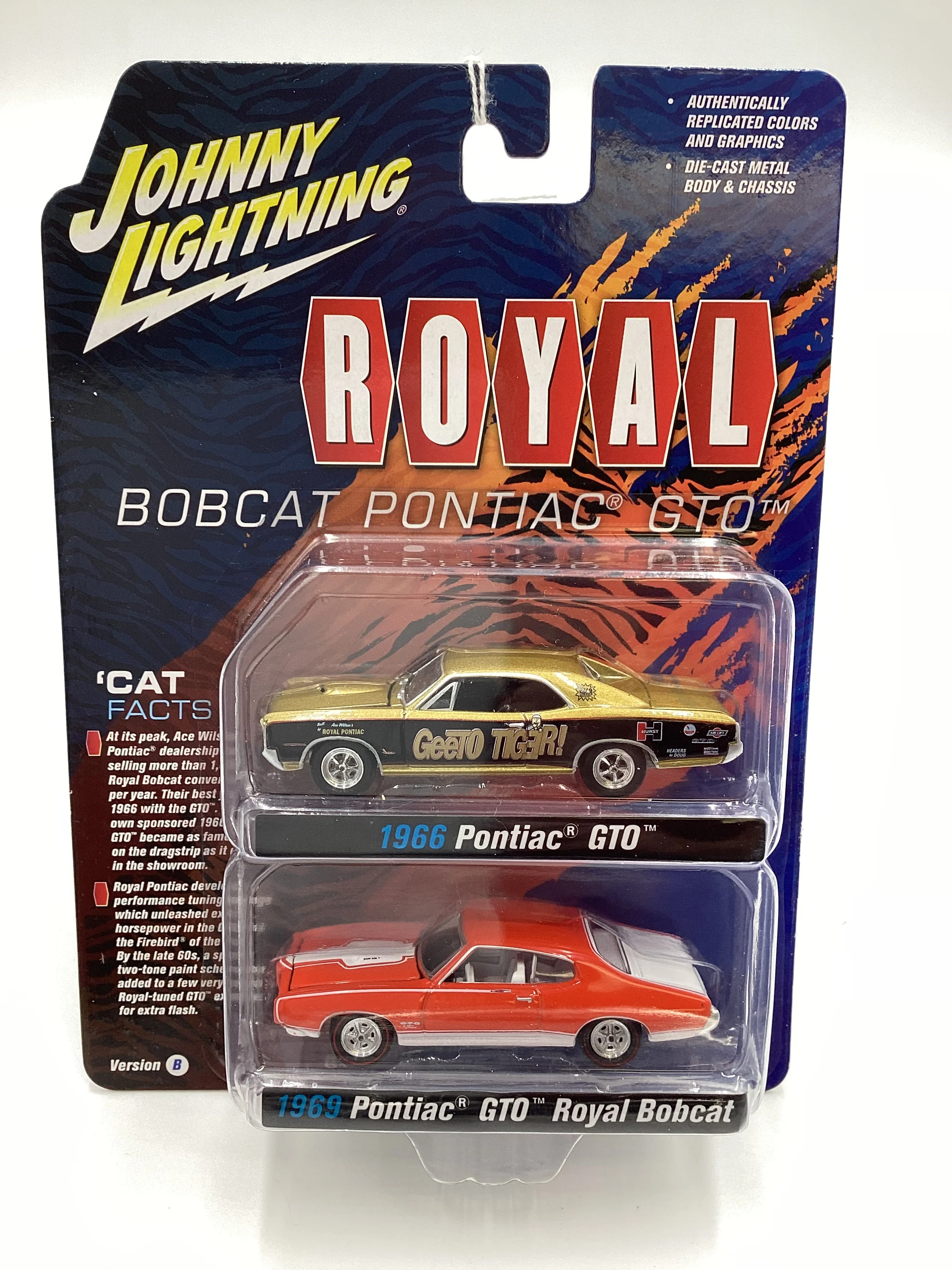 Johnny Lightning Royal Bobcat Pontiac GTO Release 2 Version B 1966 Pontiac GTO Gold/ Black 1969 Pontiac GTO Royal Bobcat Orange 231D - Image 2