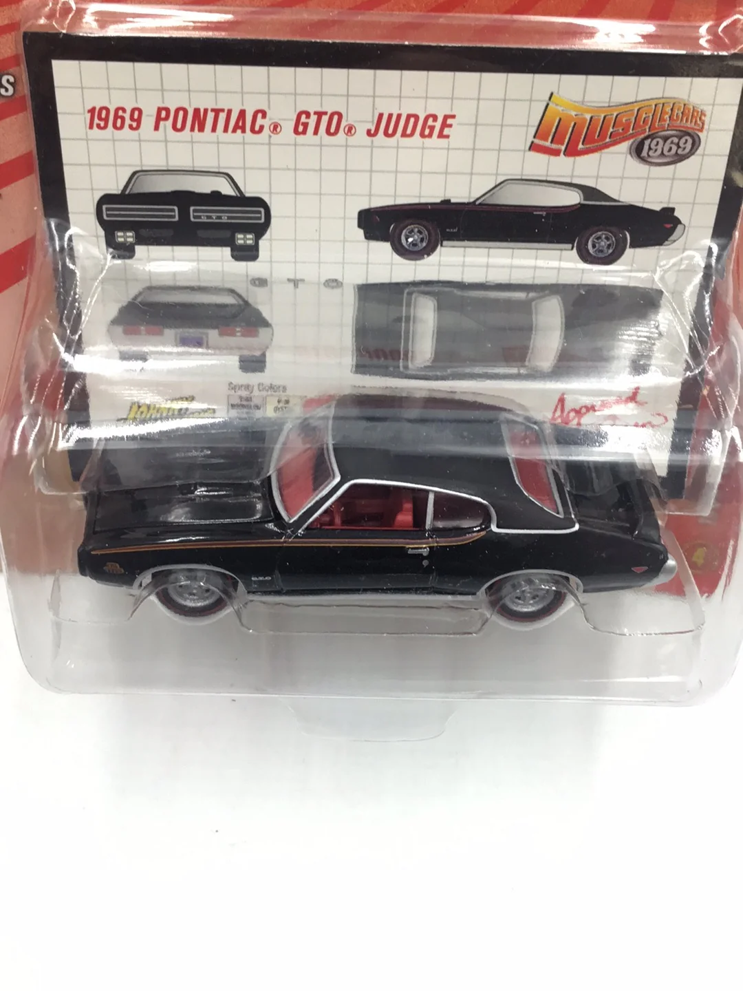Johnny lightning muscle cars 1969 Pontiac GTO Black redline tires 210E - Image 5