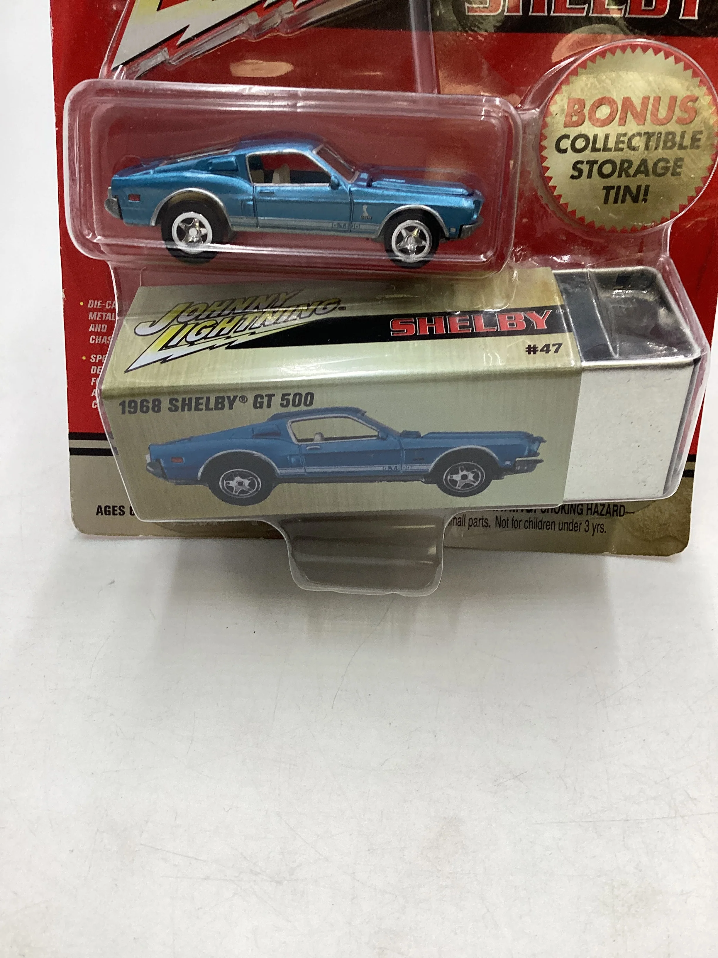 Johnny Lightning Pro Collector Series Shelby 1968 Shelby GT 500 Blue W/Tin 221H - Image 7