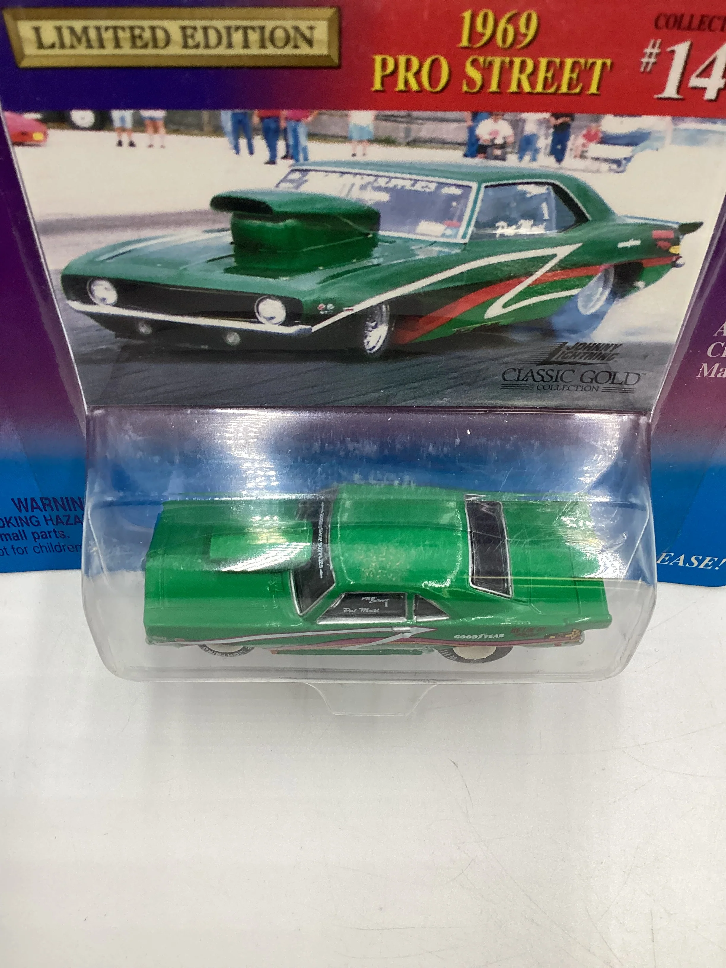 Johnny Lightning Classic Gold Collection #14 1969 Pro Street Camaro Green White Lightning Chase VHTF - Image 6