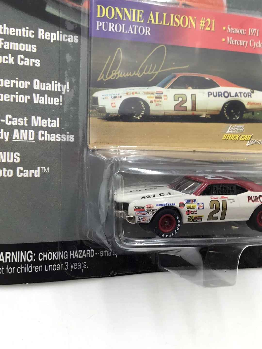 Johnny lightning Stock Car Legends #21 Donnie Allison Mercury Cyclone #2 OO1 - Image 3