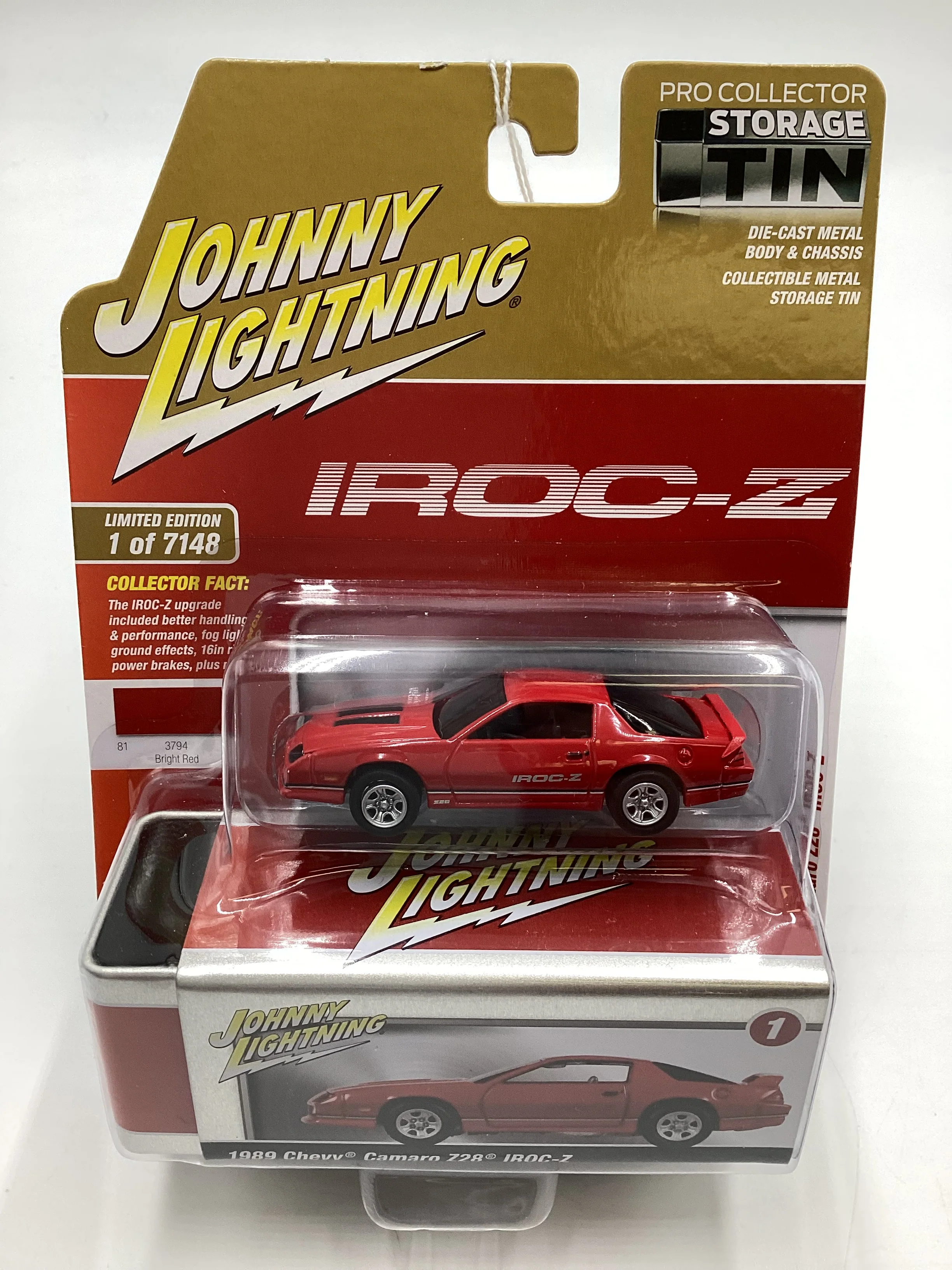Johnny Lightning Storage Tin Release 2 Version A 1989 Chevy Camaro Z28 IROC-Z Red 221B - Image 2