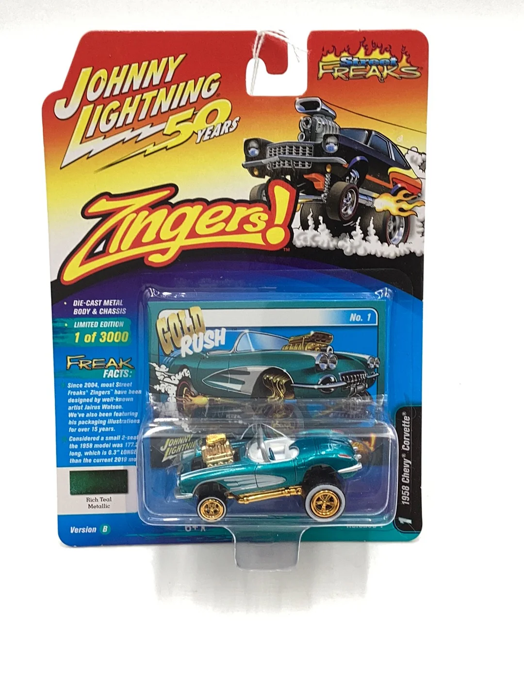 Johnny Lightning Street Freaks ZINGERS #1 1958 Chevy Corvette 210B - Image 2