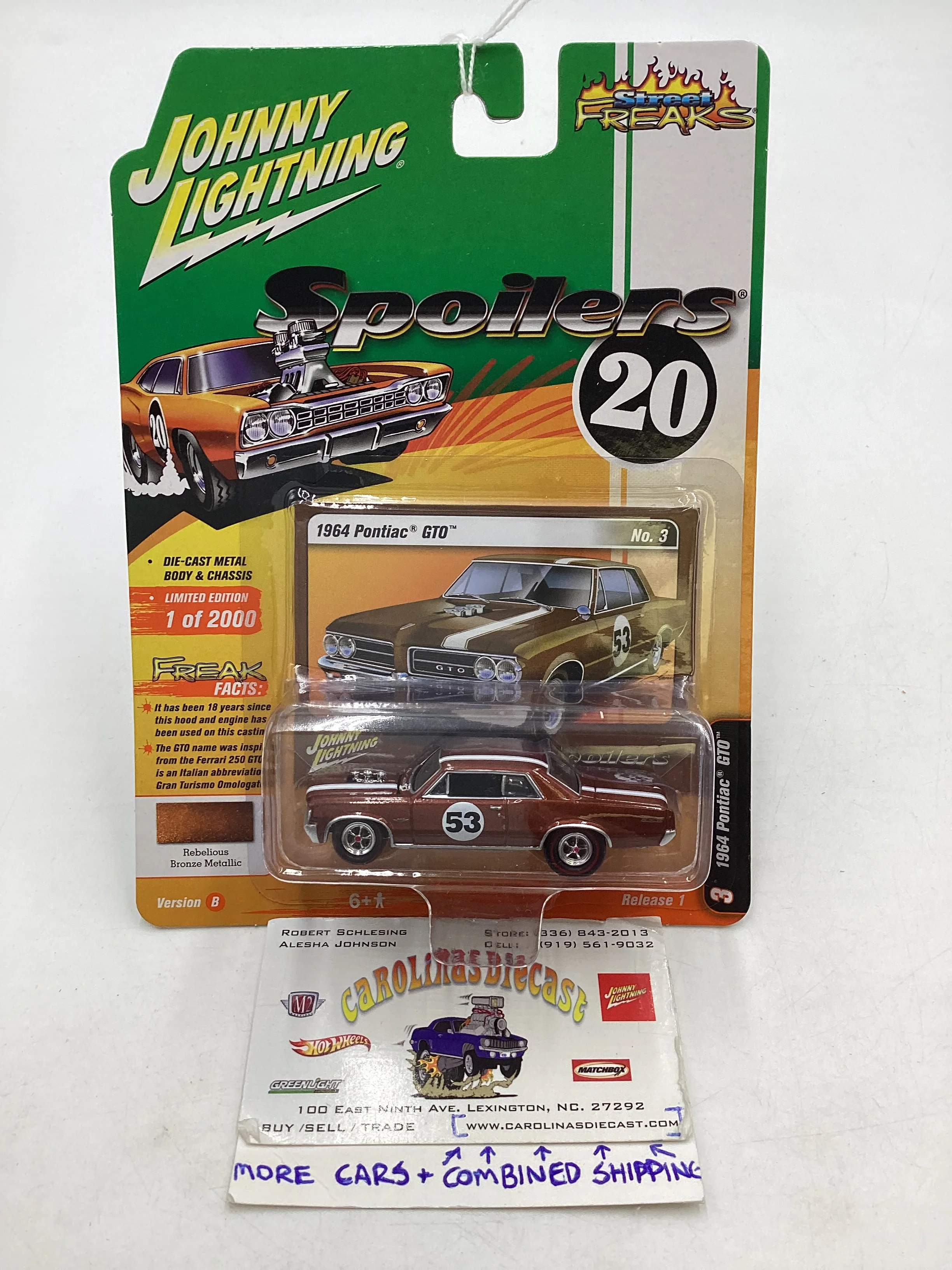 Johnny lightning Street freaks zingers Spoilers 20 Brown 1964 Pontiac GTO 277D