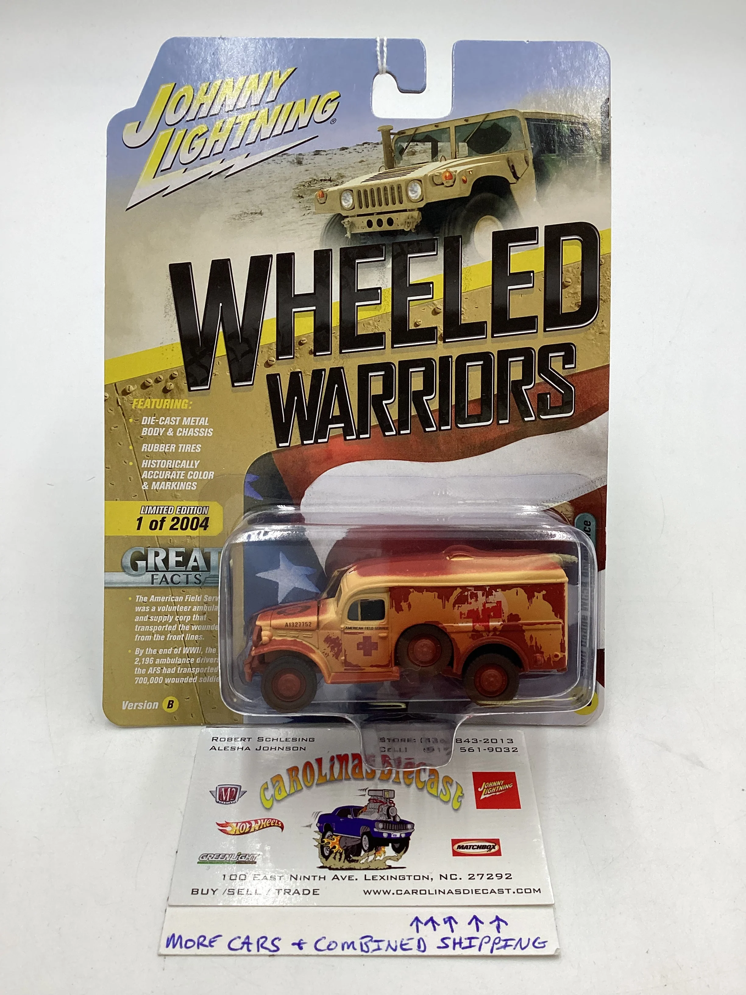 Johnny Lightning Wheeled Warriors WWII Dodge WC54 Ambulance 219B