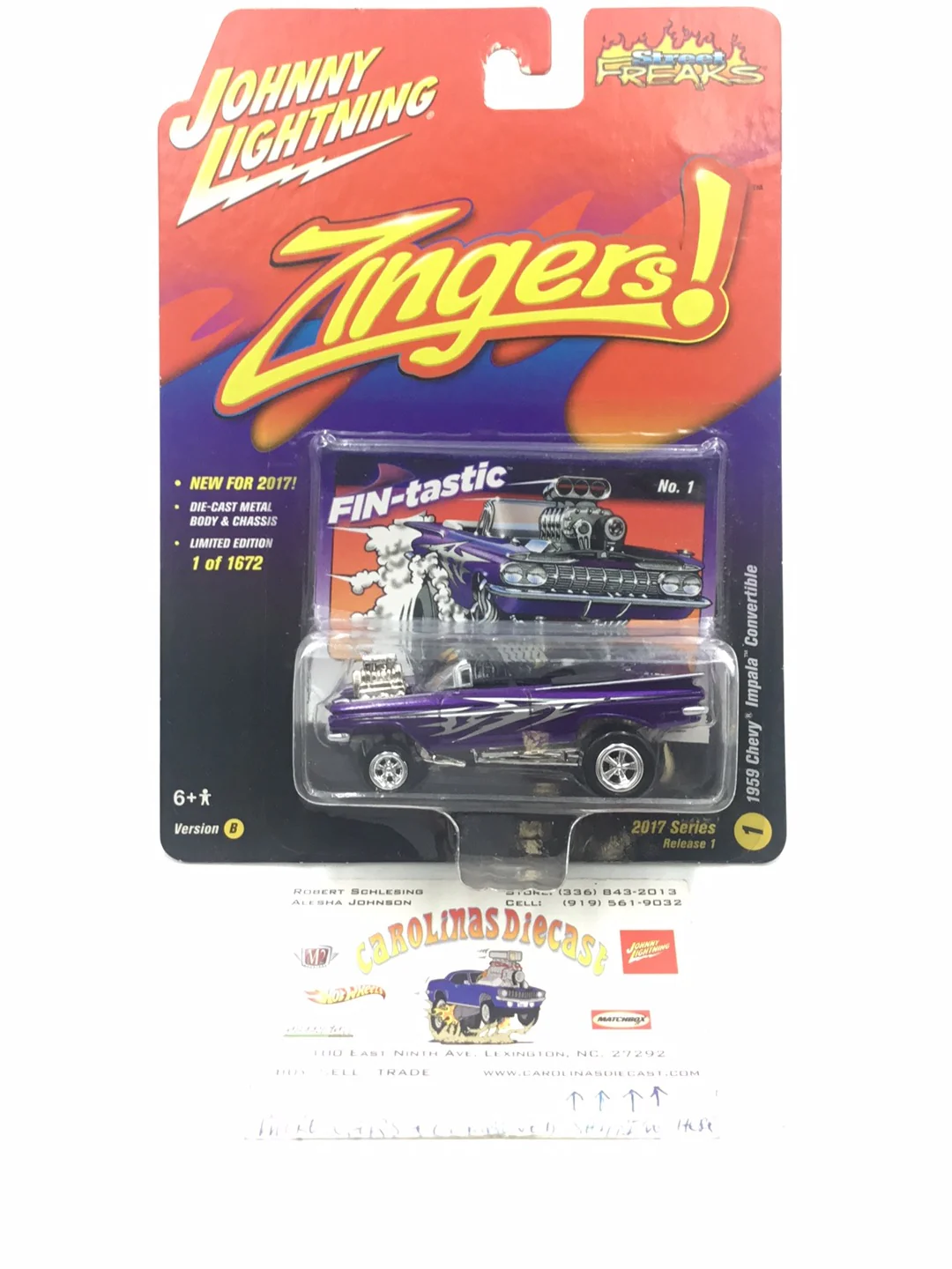 Johnny lightning zingers 1959 Chevy Impala convertible version B NN2