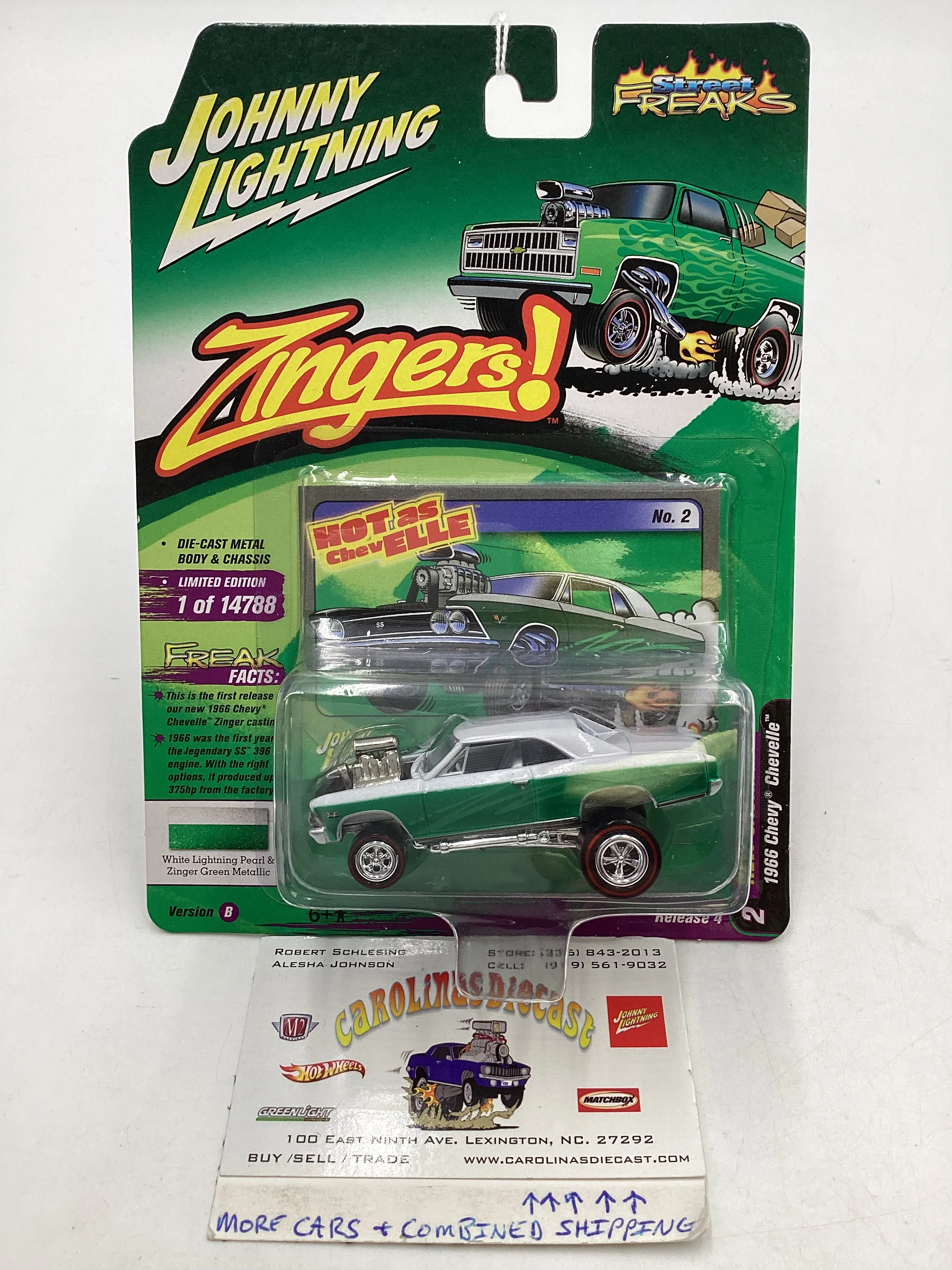Johnny Lightning ZINGERS Series 2 1966 Chevy Chevelle Green 219F