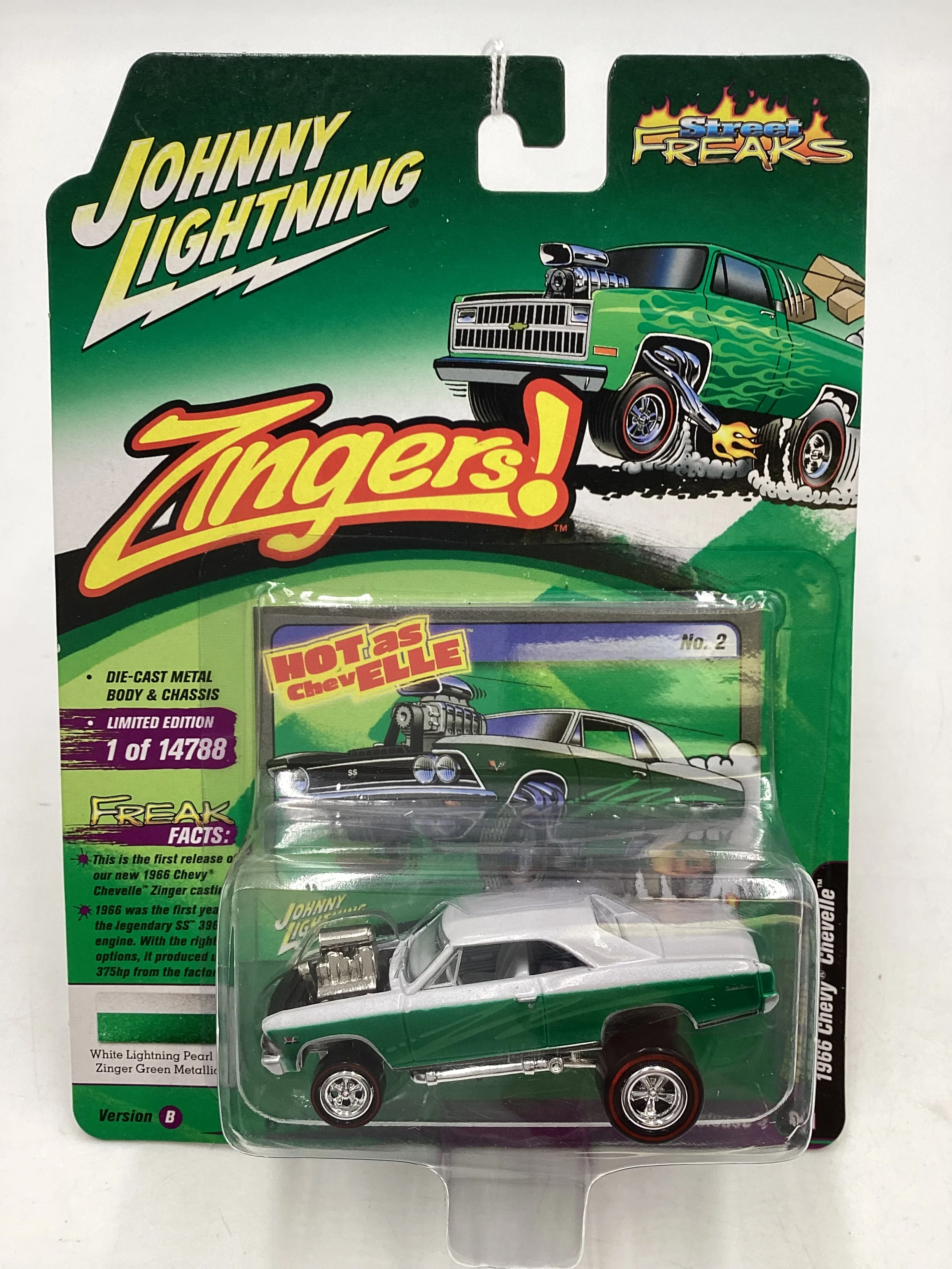Johnny Lightning ZINGERS Series 2 1966 Chevy Chevelle Green 219F - Image 2