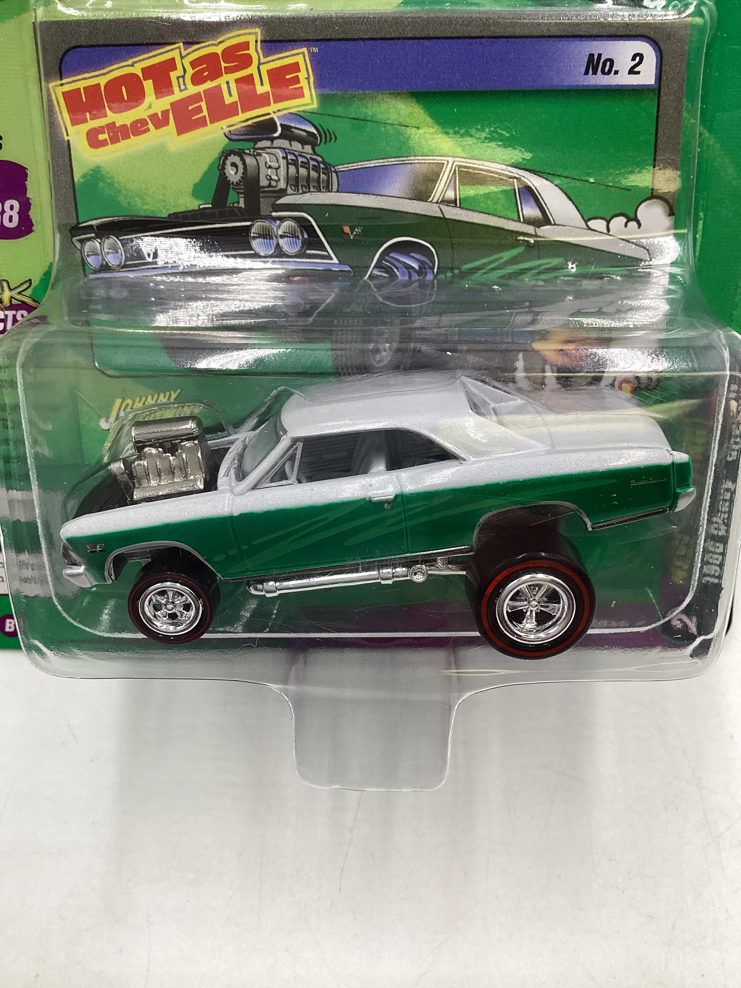 Johnny Lightning ZINGERS Series 2 1966 Chevy Chevelle Green 219F - Image 3
