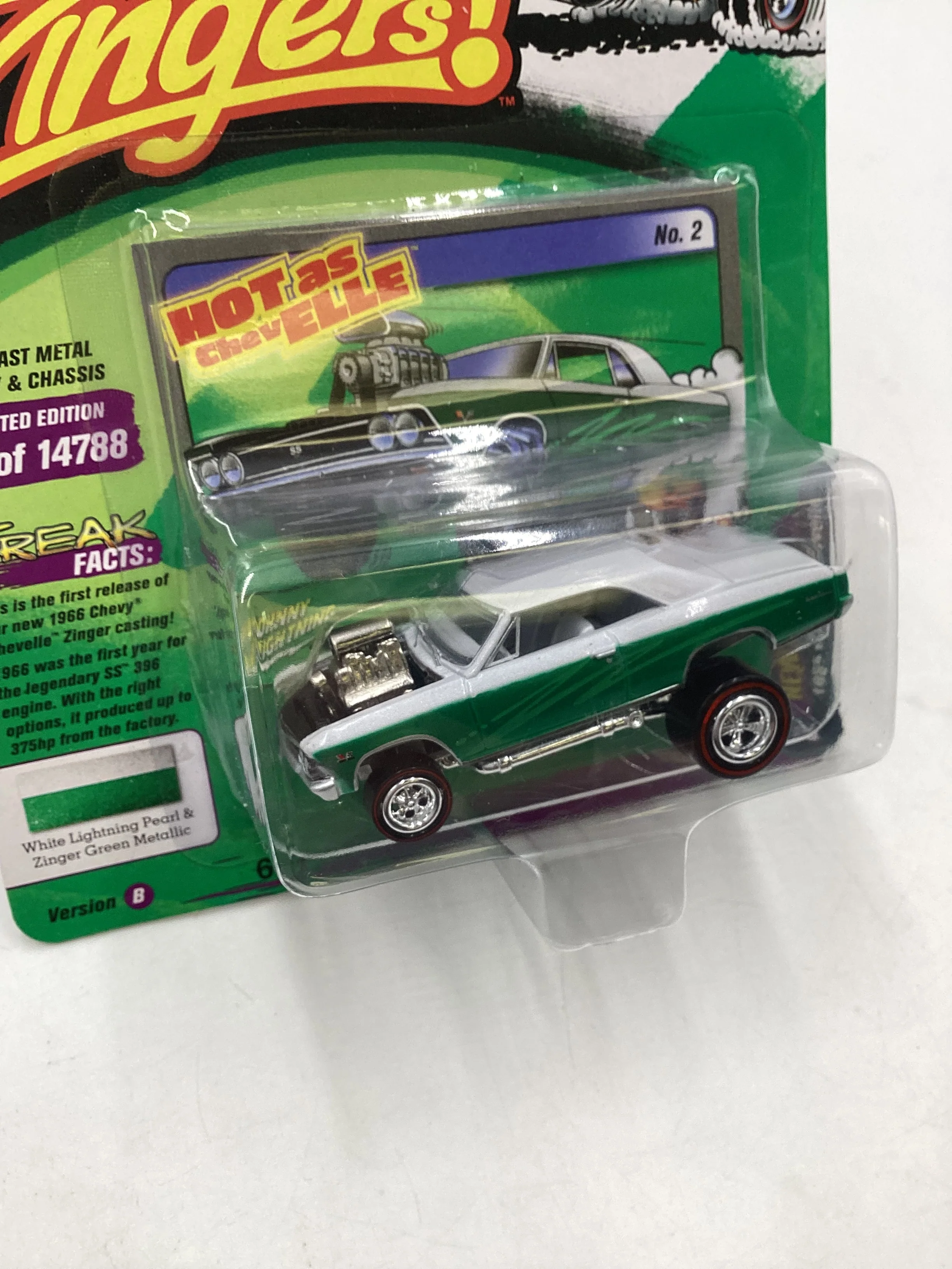 Johnny Lightning ZINGERS Series 2 1966 Chevy Chevelle Green 219F - Image 5