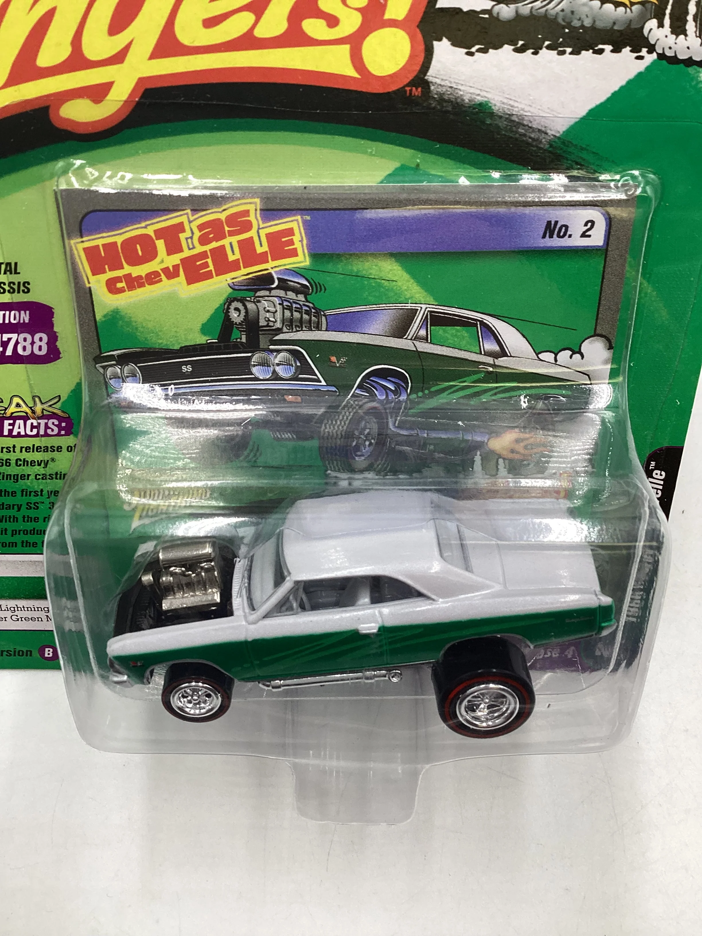 Johnny Lightning ZINGERS Series 2 1966 Chevy Chevelle Green 219F - Image 6