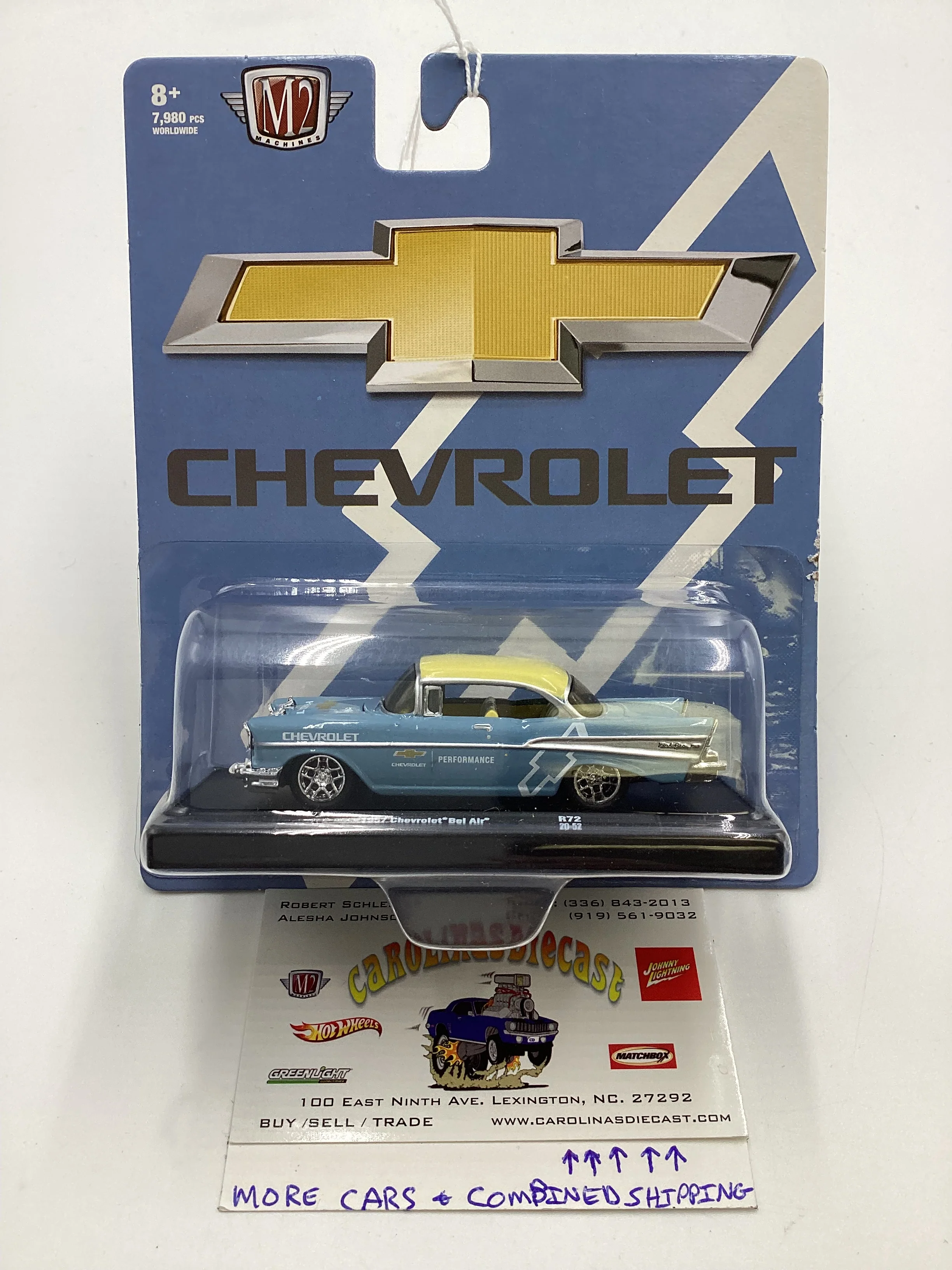 M2 Machine Auto Drivers Chevrolet 1957 Chevrolet Bel Air Light Blue R72 191D
