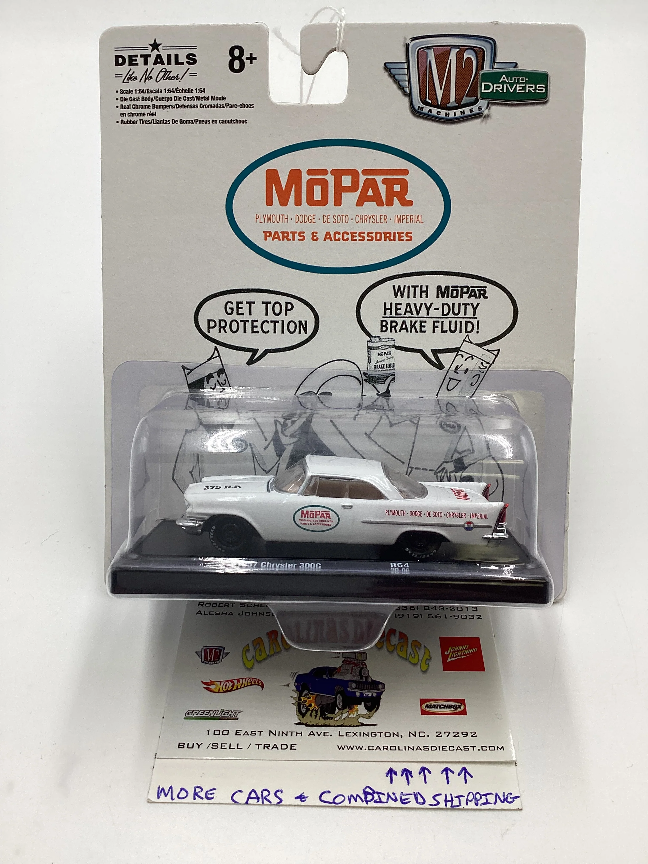 M2 Machines Auto Driver Mopar 1957 Chrysler 300C White R64 188o