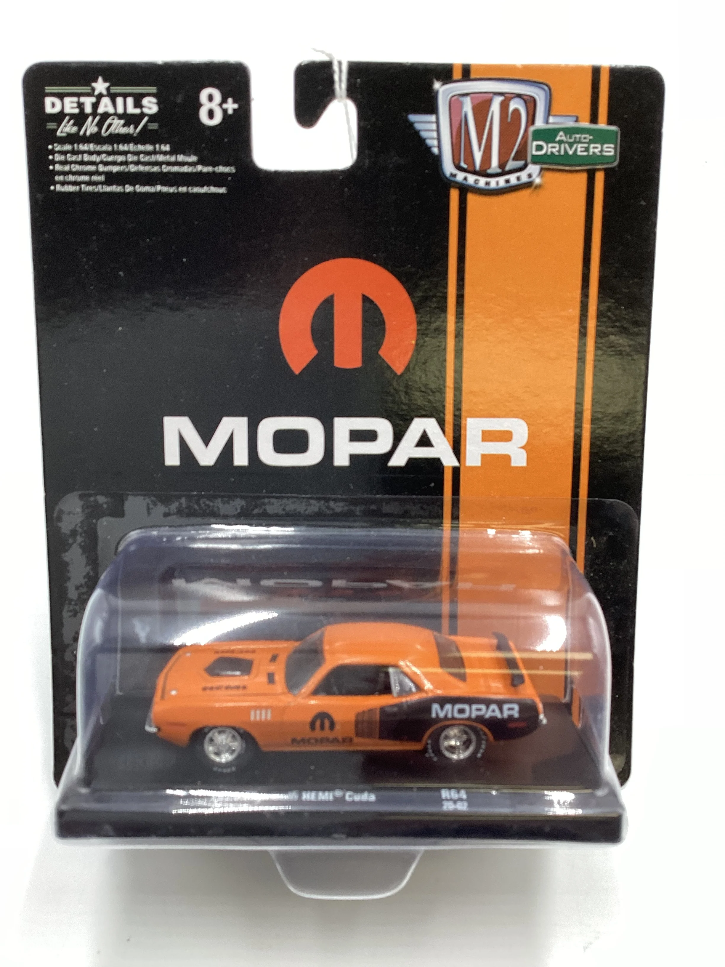 M2 Machines Auto Driver Mopar 1971 Plymouth Hemi Cuda Orange R64 192E - Image 2