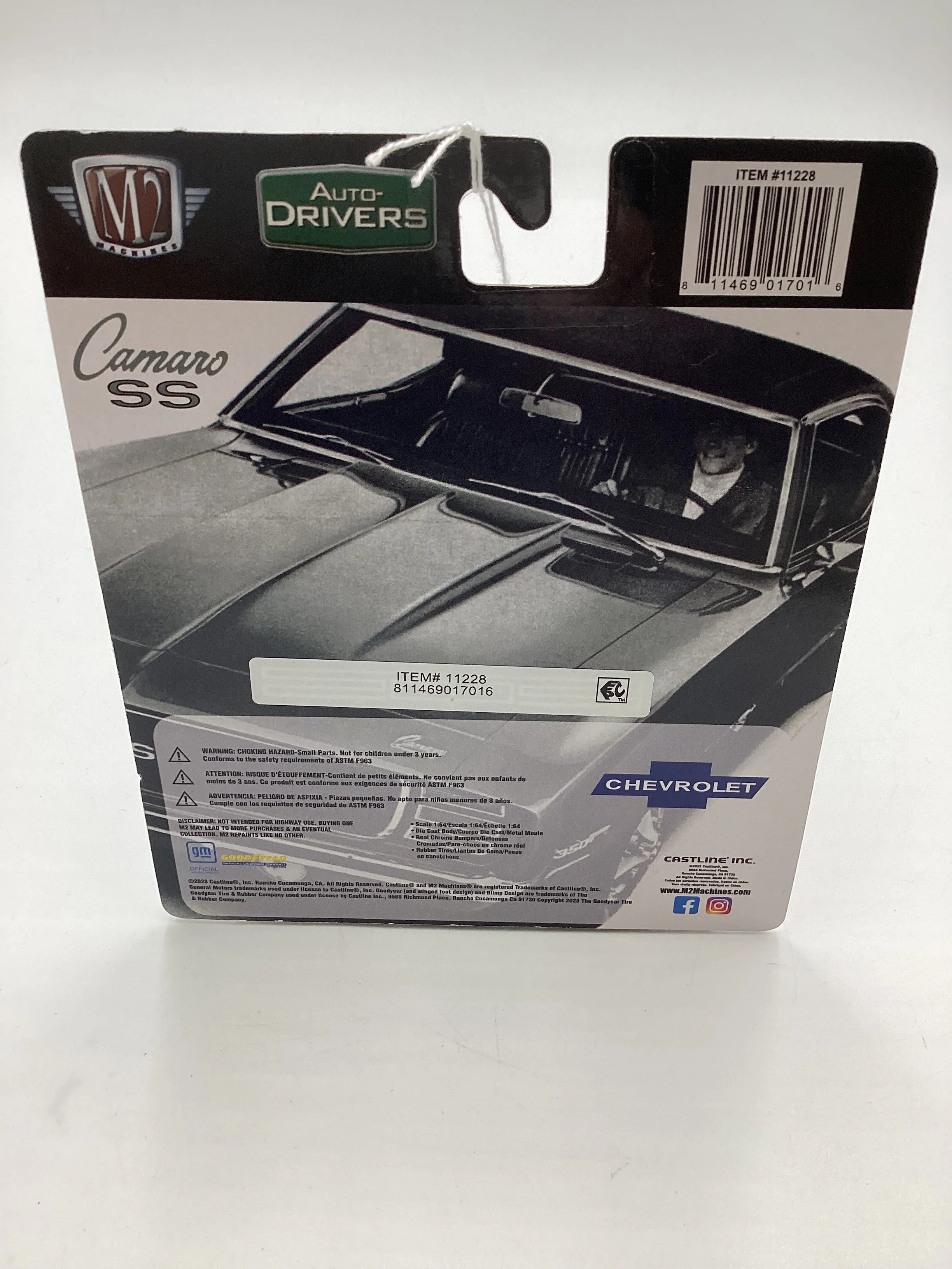 M2 Machines Auto-Drivers Chevrolet 1969 Chevrolet Camaro SS/RS White W/Blue R101 191D - Image 7