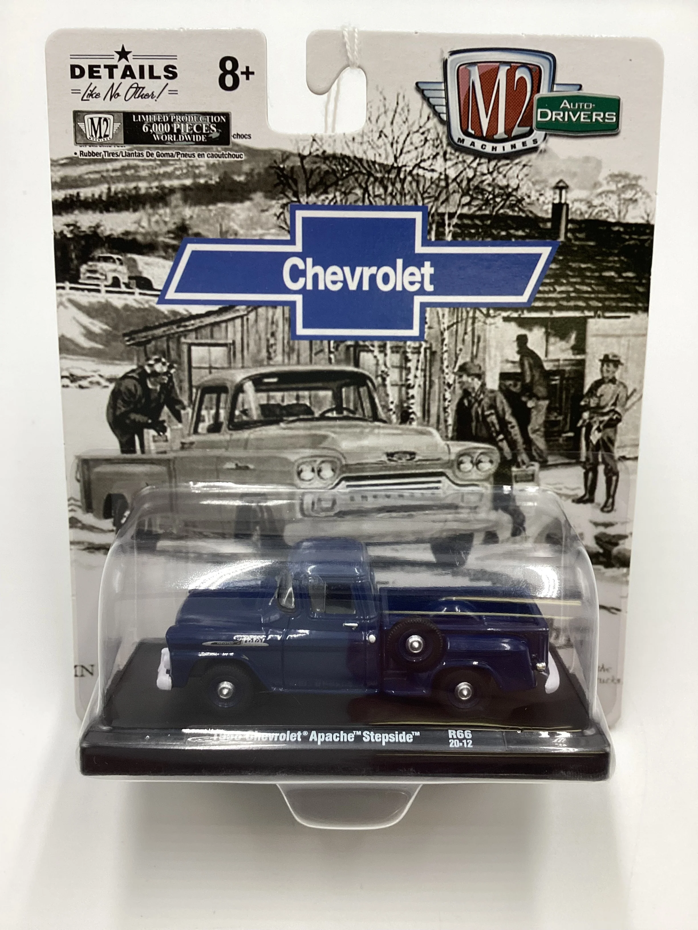 M2 Machines Auto Drivers Chevrolet 1958 Chevrolet Apache Stepside R66 Blue 188C - Image 2