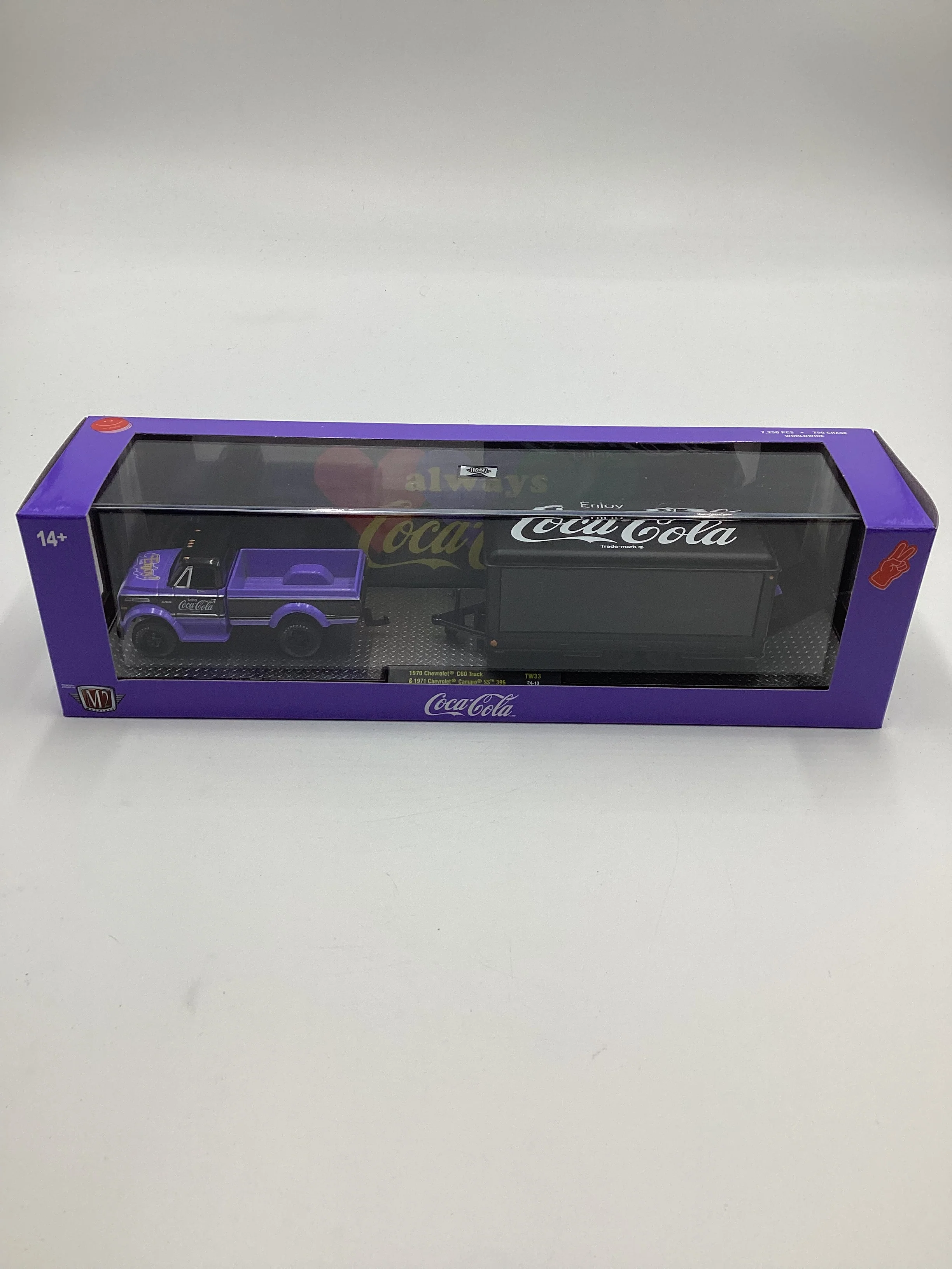 M2 Machines Auto Haulers Coca Cola 1970 Chevrolet C60 Truck & 1971 Chevrolet Camaro SS 396 Purple TW33 - Image 2