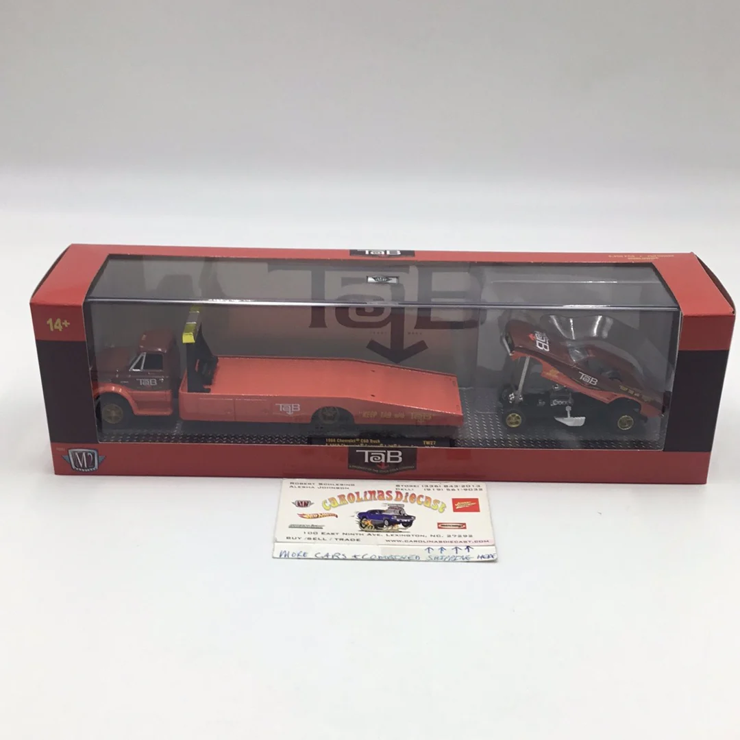 M2 Machines auto haulers Tab 1968 Chevrolet C60 truck & 1969 Chevrolet Camaro Z 28 FunnyCar TW27