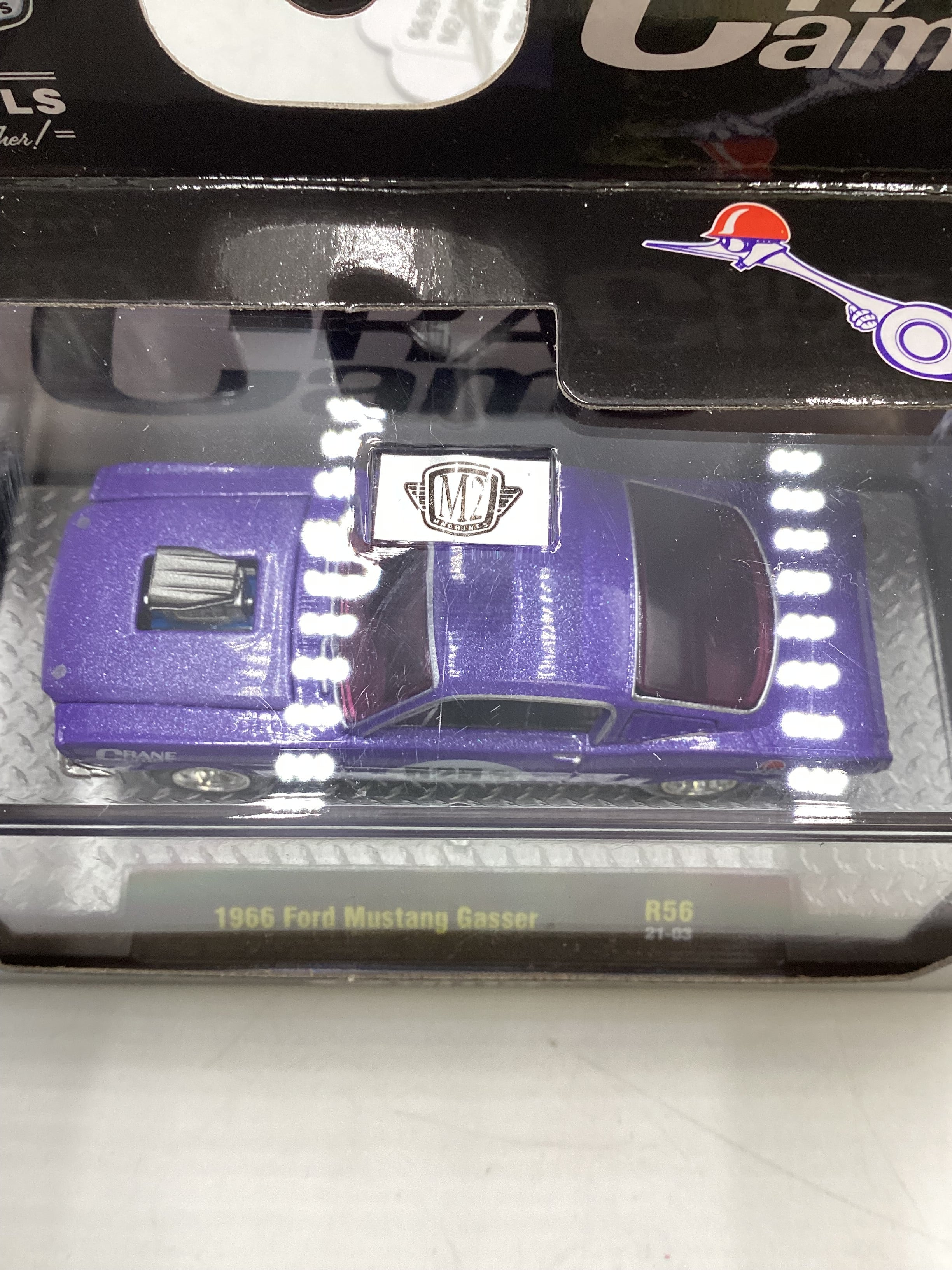 M2 Machines Crane Cams 1966 Ford Mustang Gasser Purple R56 - Image 4