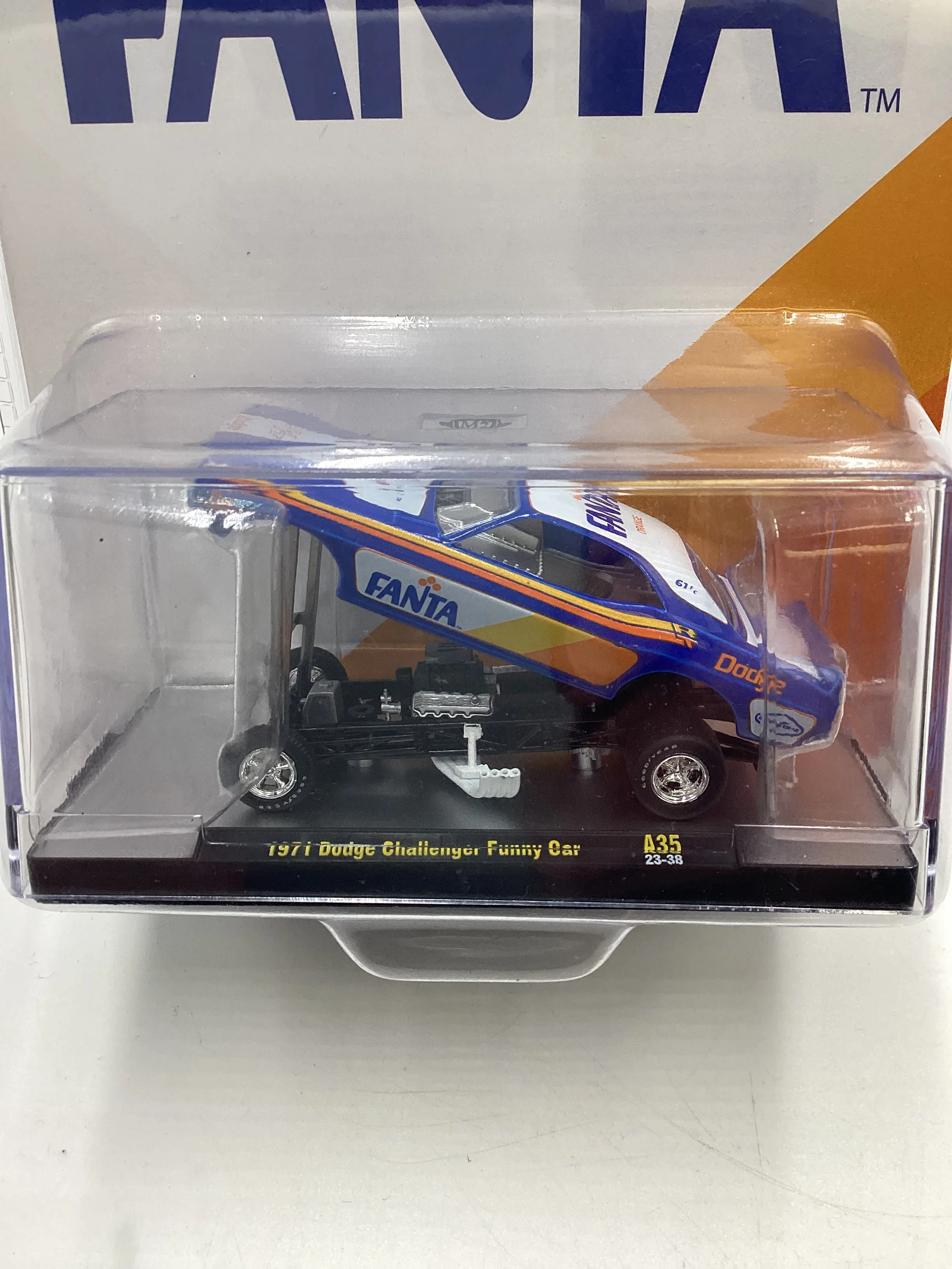 M2 MACHINES Fanta 1971 Dodge Challenger Funny Car Blue A35 204E - Image 3