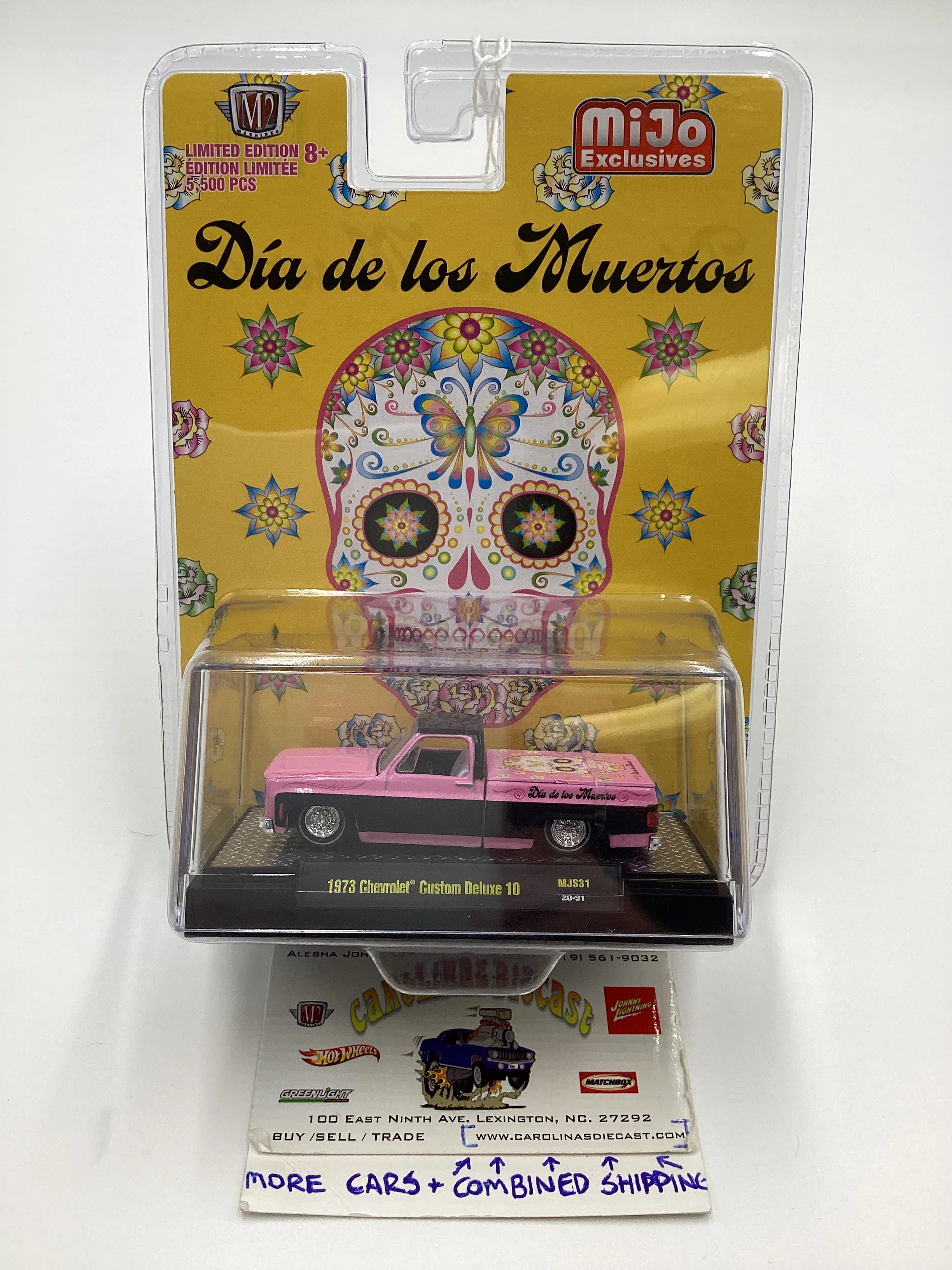M2 machines Mijo Exclusives Dia De Los Muertos 1973 Chevrolet Cheyenne Custom Deluxe 10 Pink MJS31