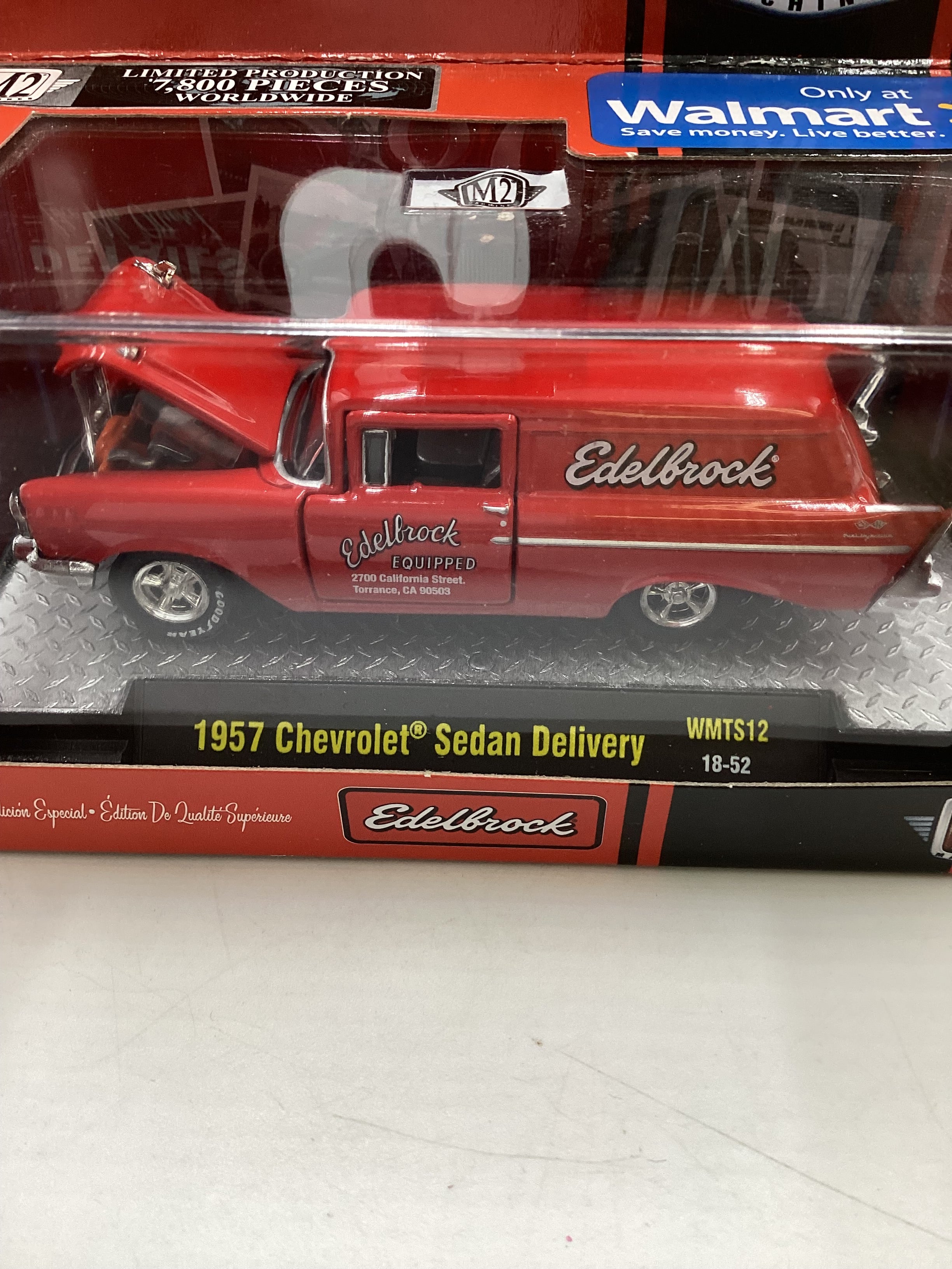 M2 Machines Walmart Exclusive Edelbrock 1957 Chevrolet Sedan Delivery Red WMTS12 - Image 3