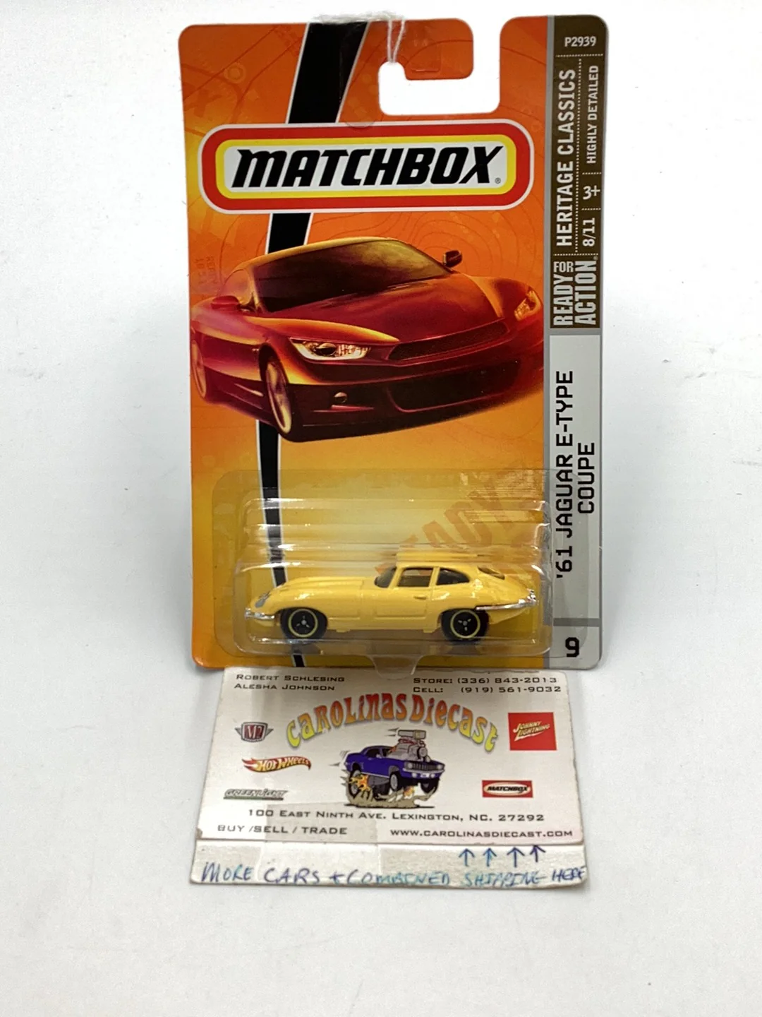 Matchbox 2009 #9 1961 Jaguar E -Type Coupe yellow 209C