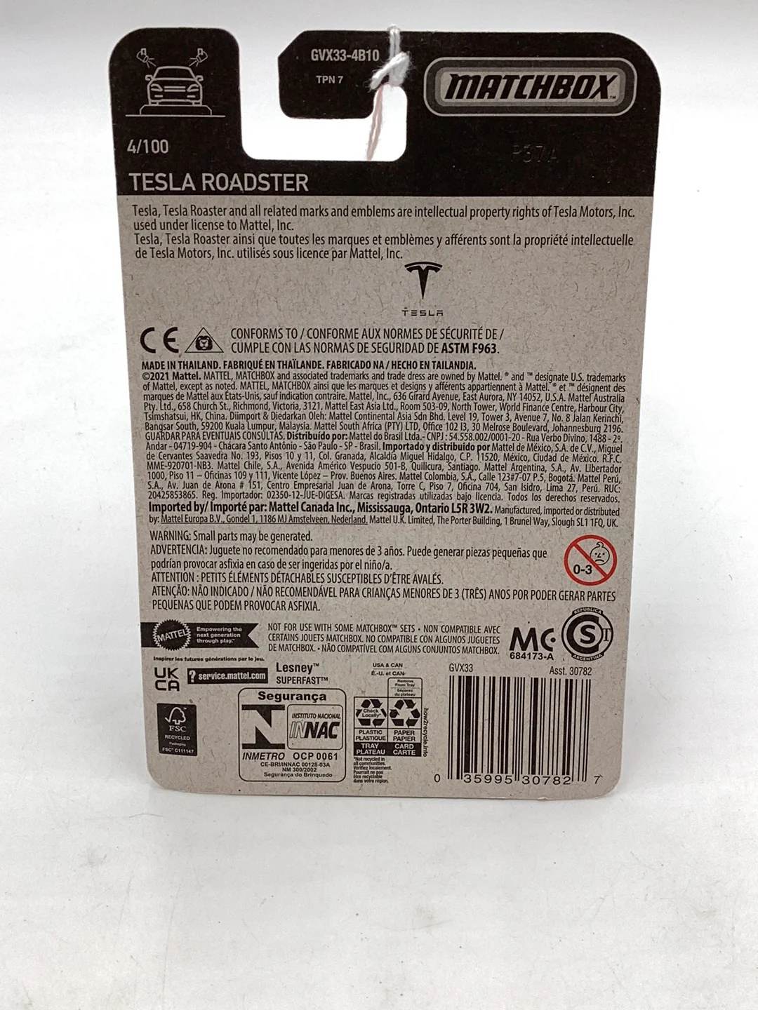 Matchbox #4 #91 Tesla Roadster 48F - Image 6